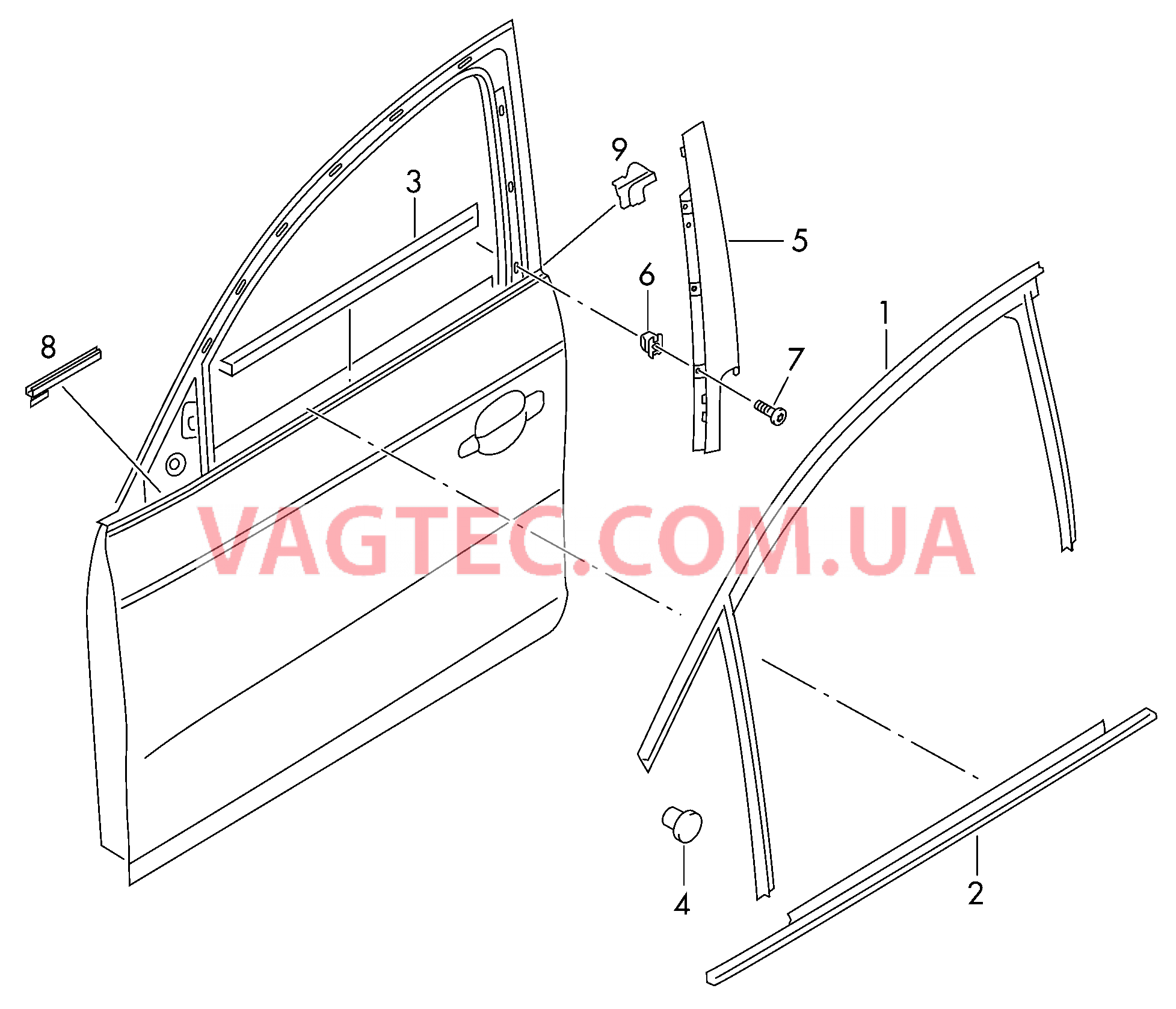 направляющая стекла Уплотнитель двери Накладка для стойки В  для AUDI A4Q 2009