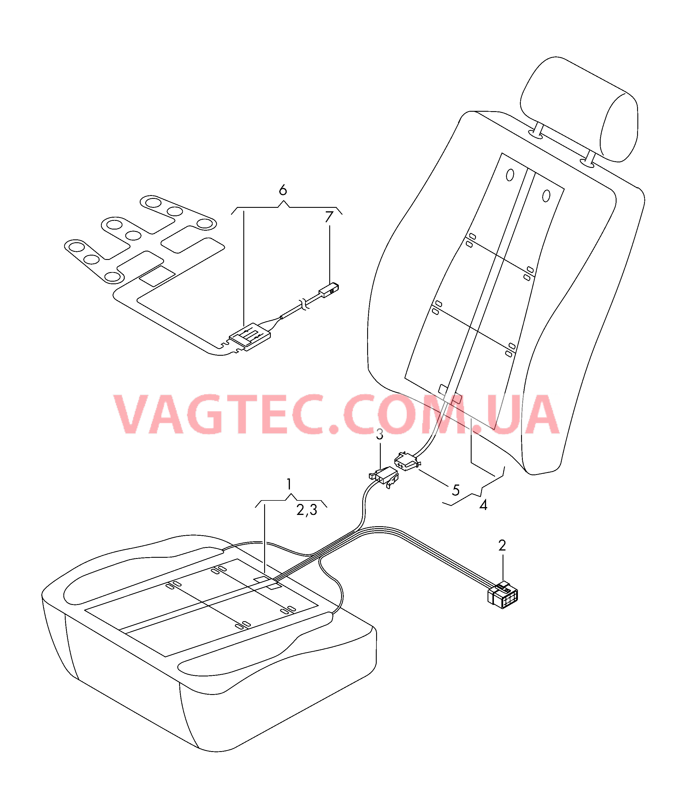 Нагревательный элемент спинки и подушки сиденья  Вставка распознавания занятости сиденья  для AUDI RS5C 2014