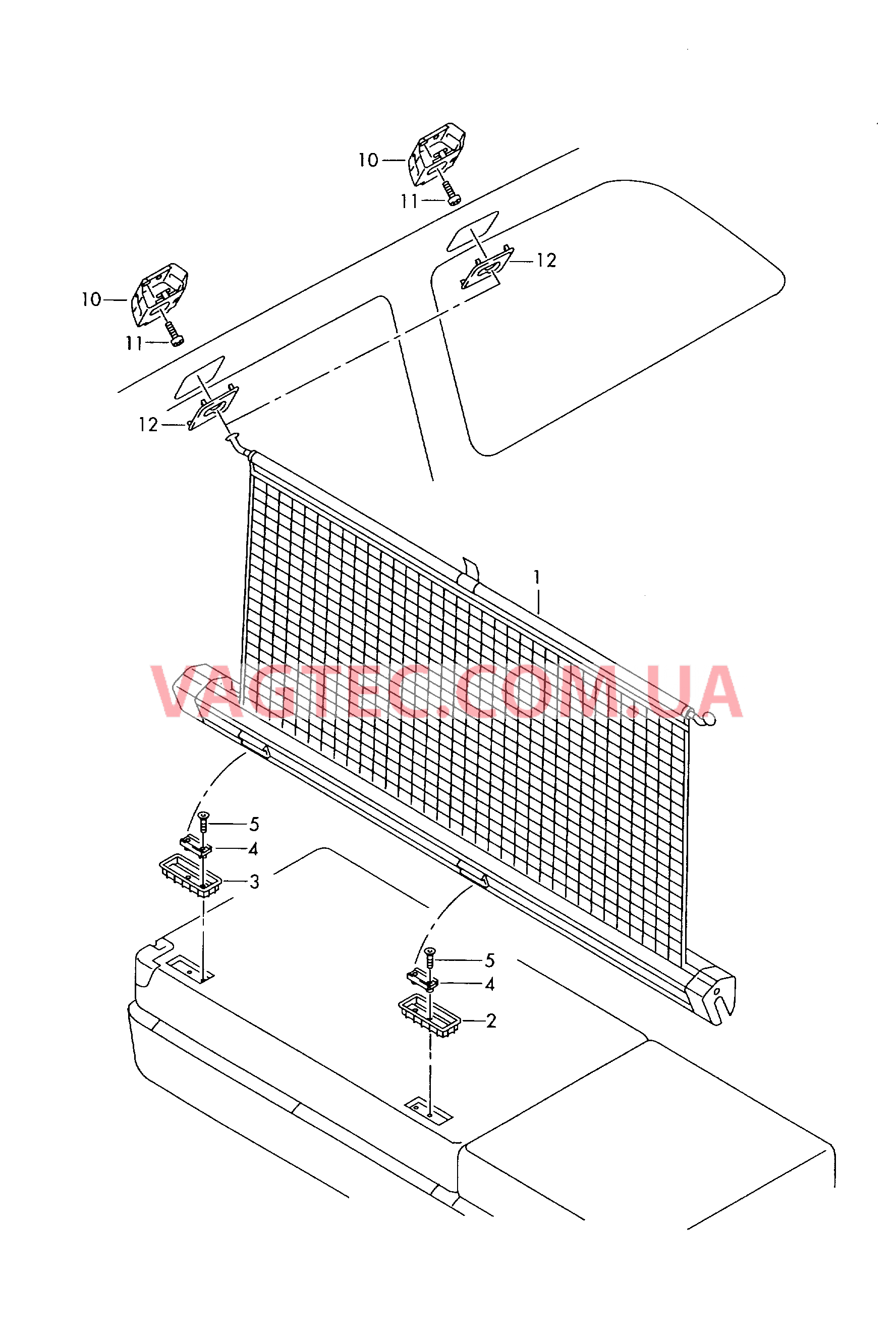 Перегородка между кабиной водителя и багажным отделением  для AUDI A4Q 2008-1