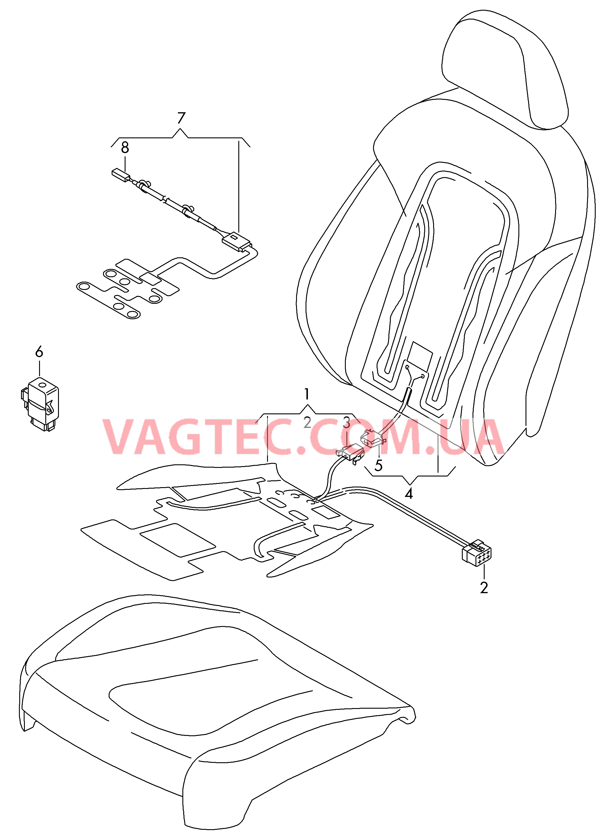 Нагревательный элемент спинки и подушки сиденья  Вставка распознавания занятости сиденья  для AUDI RSQ3 2016