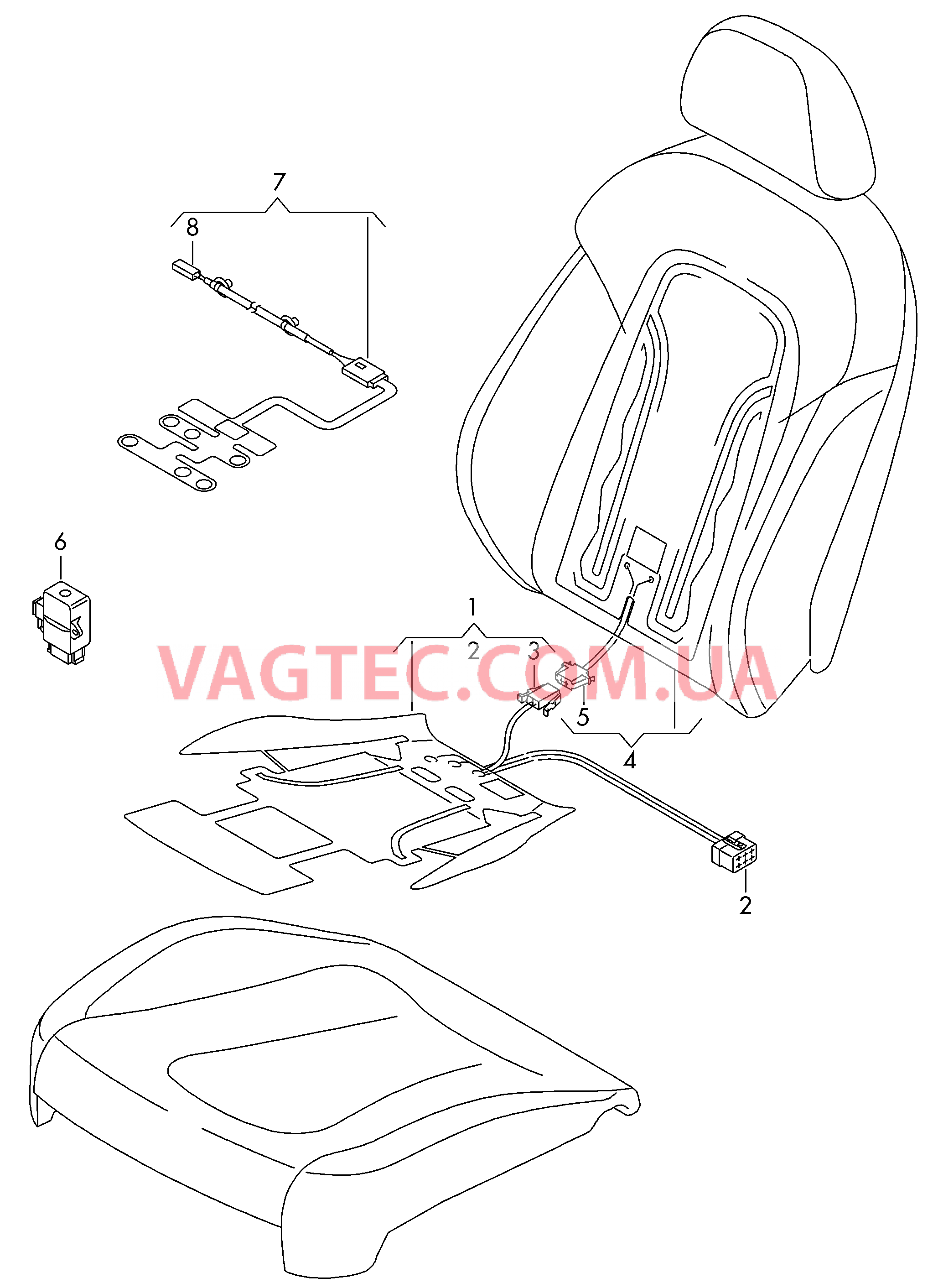 Нагревательный элемент спинки и подушки сиденья  Вставка распознавания занятости сиденья  для AUDI RSQ3 2018