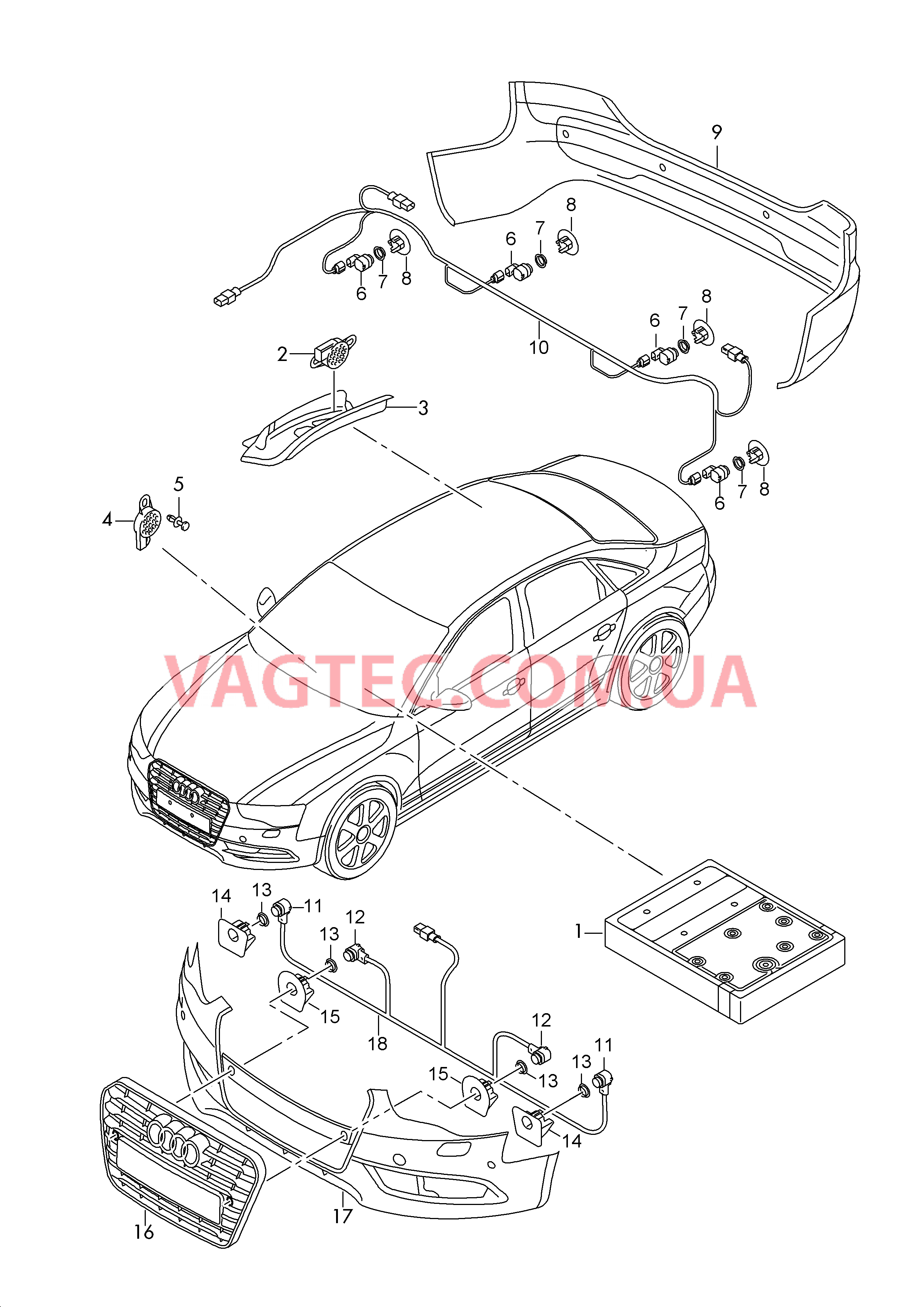 Парковочный ассистент  D - 14.11.2011>> для AUDI A4AR 2016