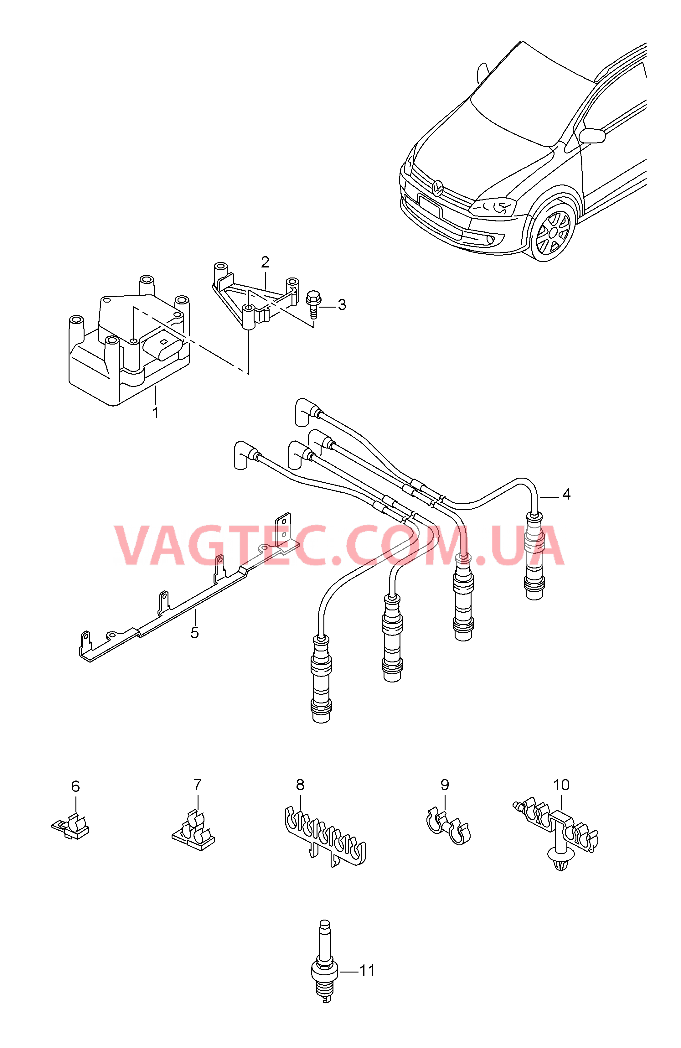 Трансформатор высок. напряжен. Провод высокого напряжения Cвеча зажигания  для VOLKSWAGEN Suran 2013