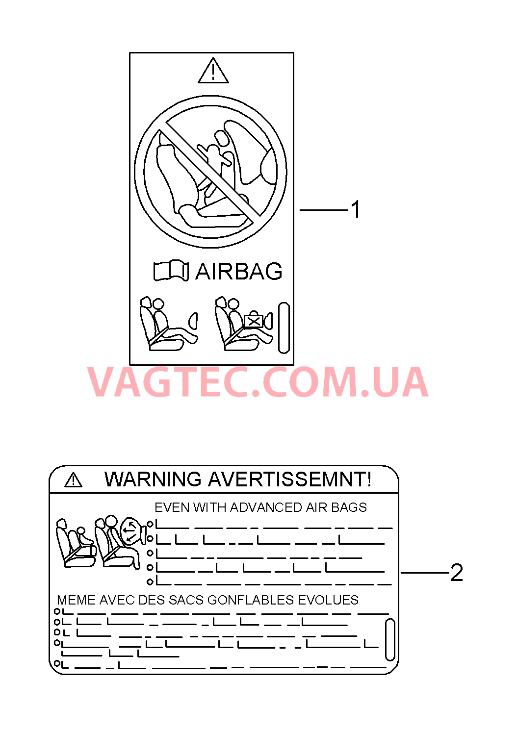 Таблички Подушка безопасности  для SEAT Ateca 2016