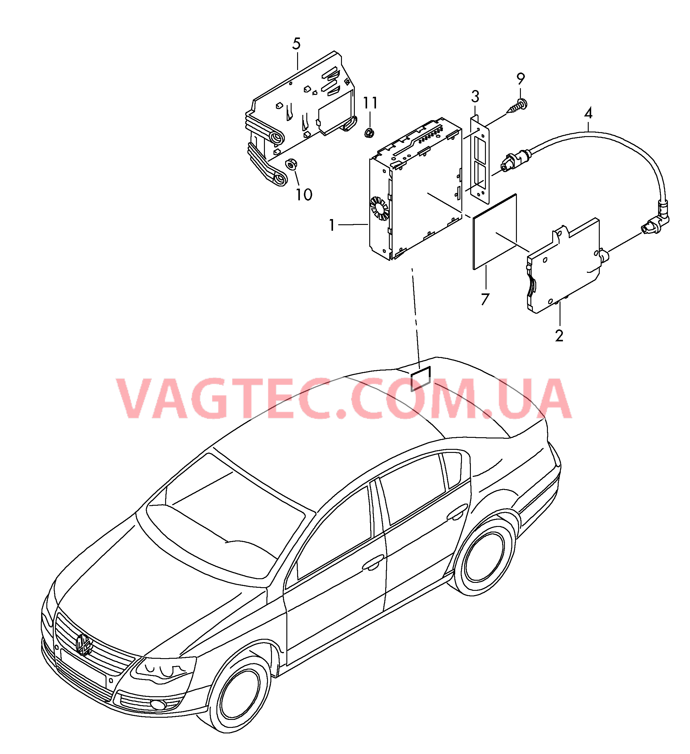 Электродетали для аналогового/ цифрового ТВ-тюнера  для VOLKSWAGEN Passat 2011