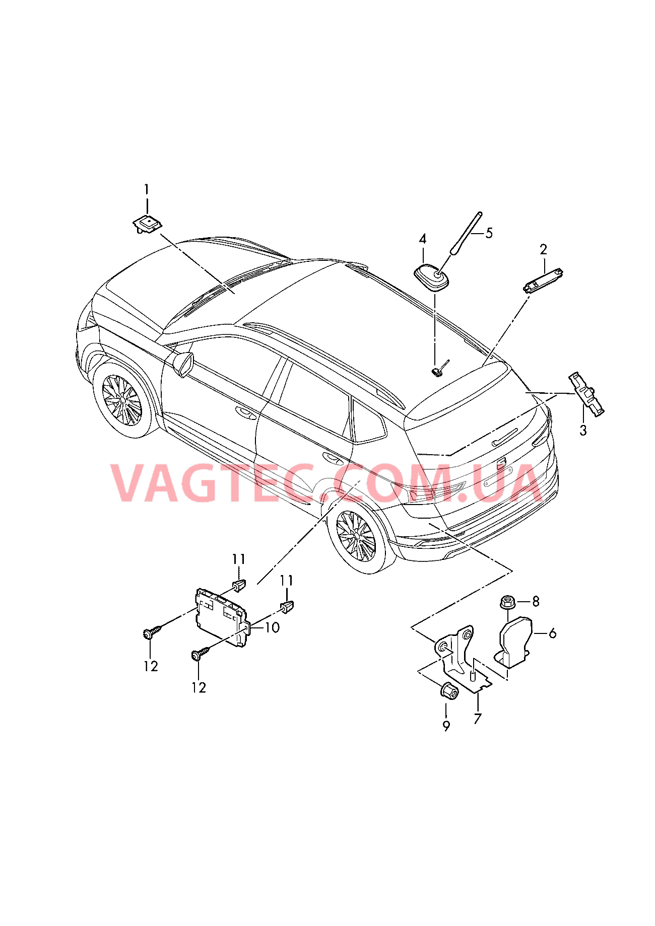 Антенна -GРS- Антенна для крыши Усилитель антенны  для SEAT Ateca 2016