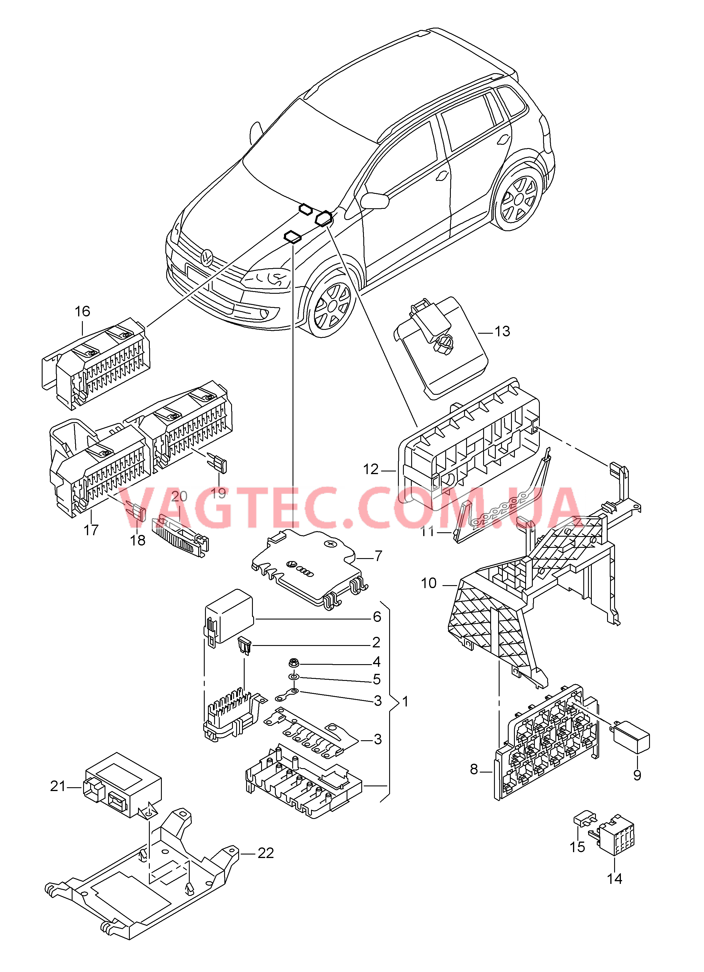 Колодка реле и реле Конт. колодка плавк. предохр.   D - 02.05.2011>> для VOLKSWAGEN Suran 2011