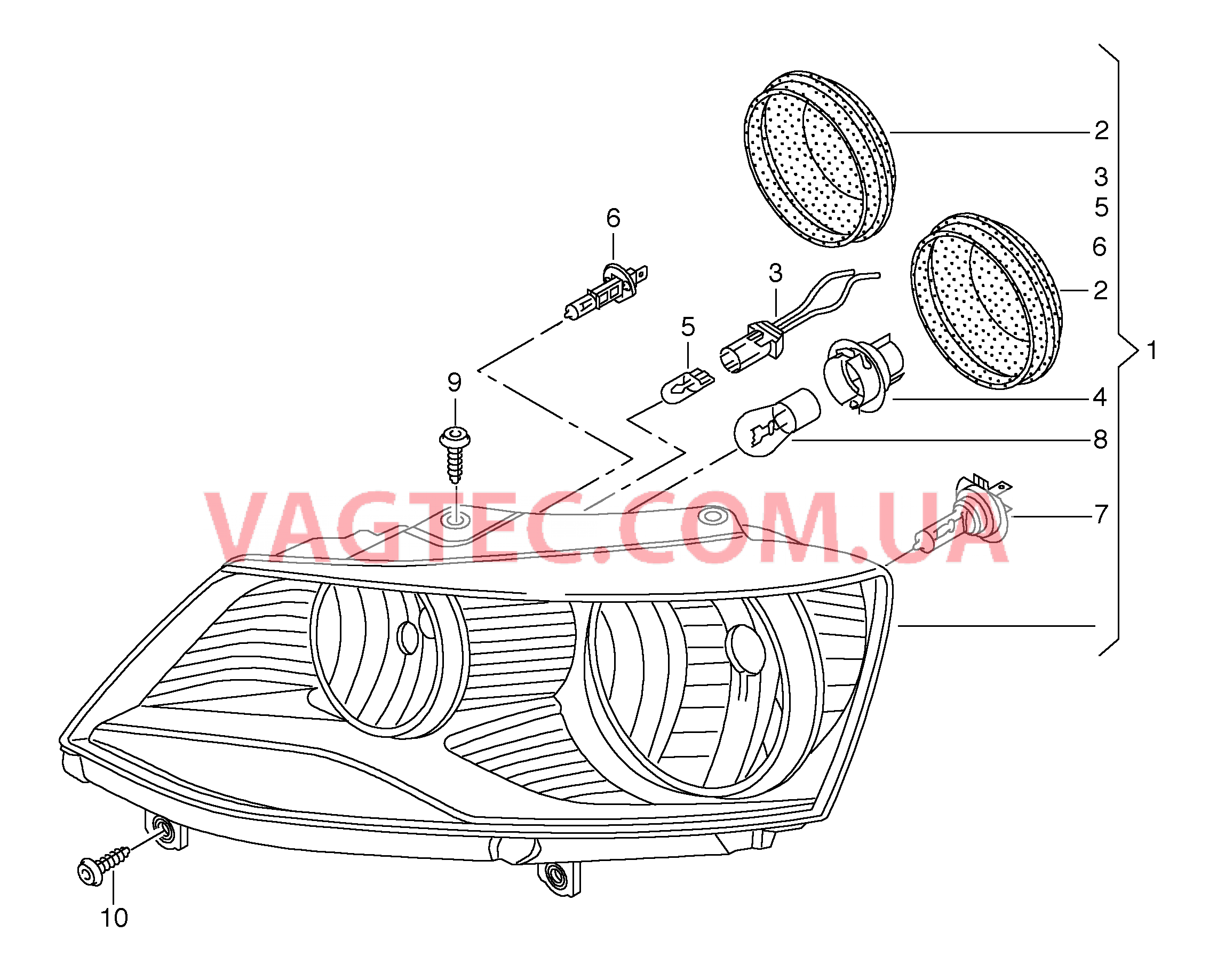 Двойная галогенная фара  для VOLKSWAGEN Suran 2011