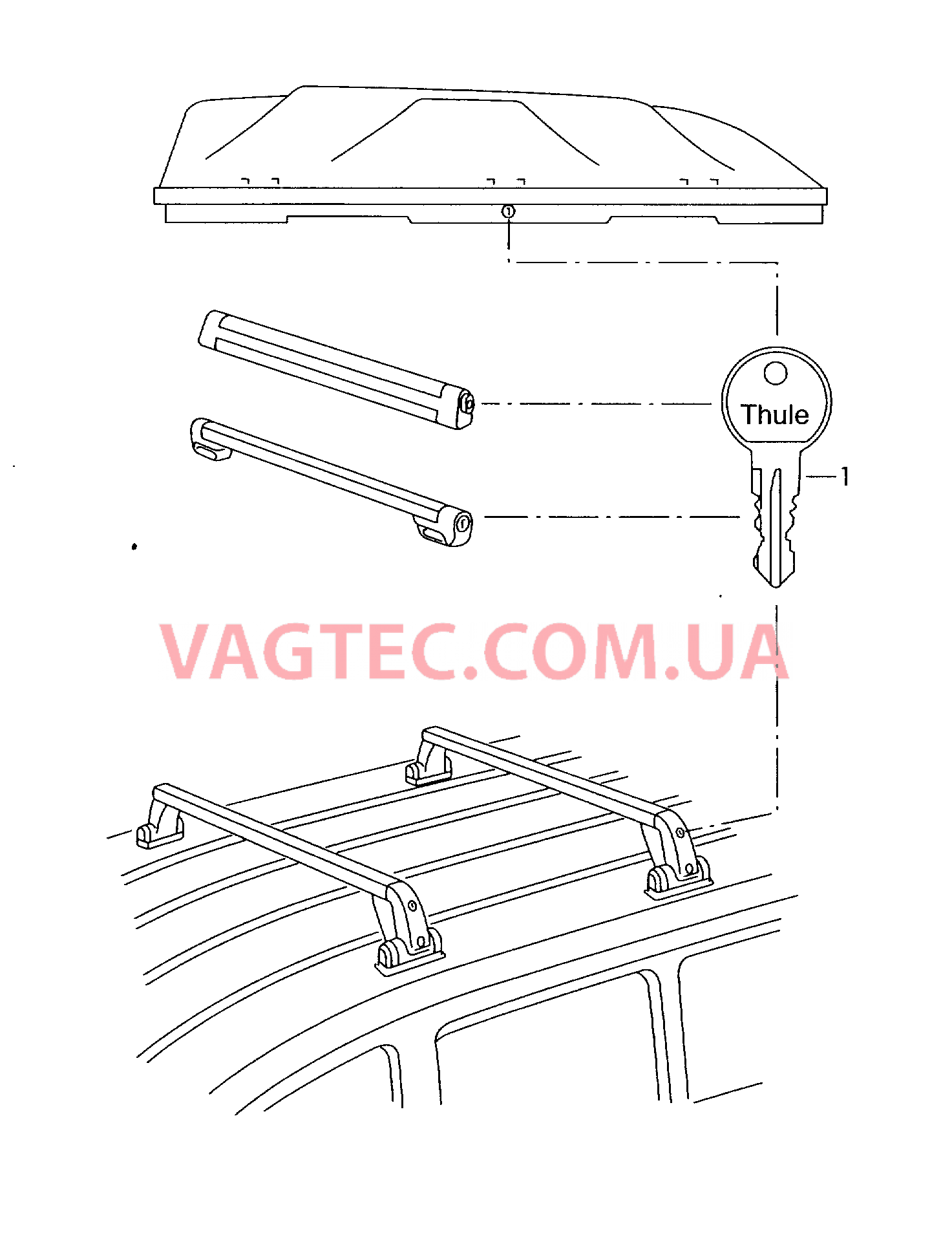 Оригинальные аксессуары Запасной ключ Система:  использовать для: Держатель лыж и сноуборда Крепление для велосипедов  для VOLKSWAGEN Touran 2018