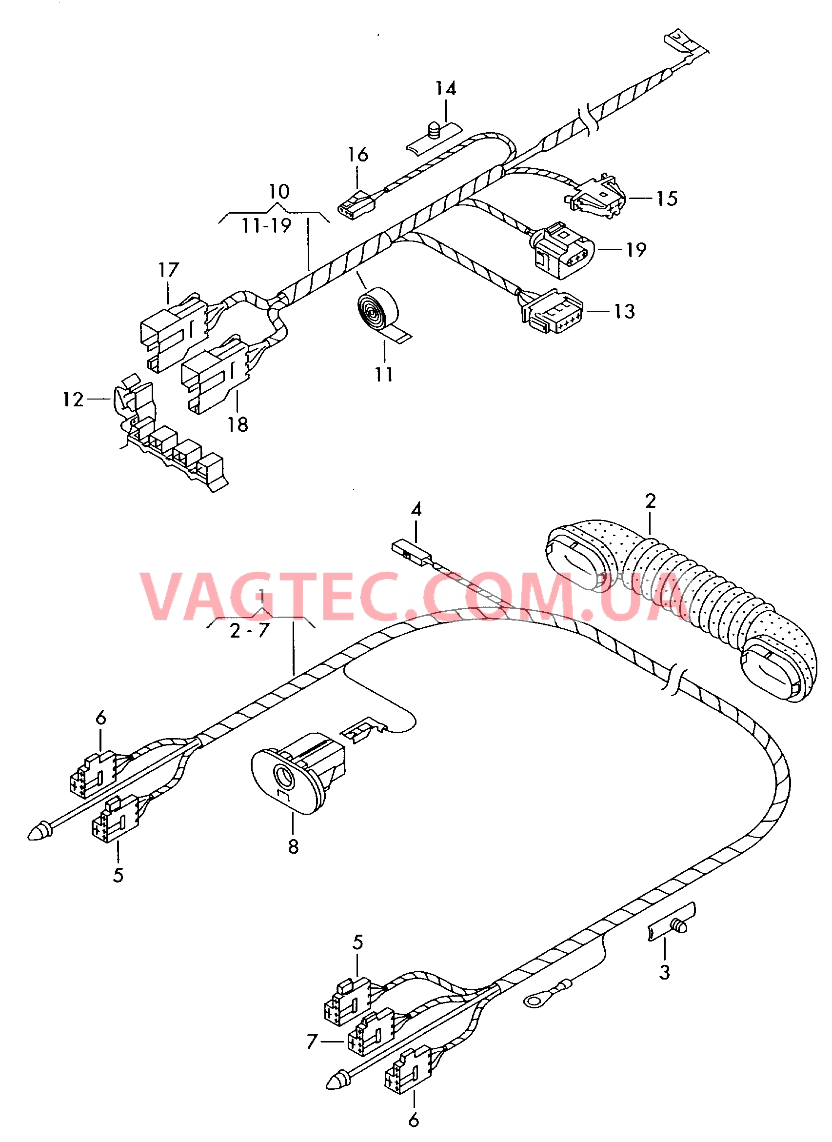 Жгут проводов двери багажного отсека  ------------------------------ *    свободные концы проводов *     изолировать  для VOLKSWAGEN Suran 2012