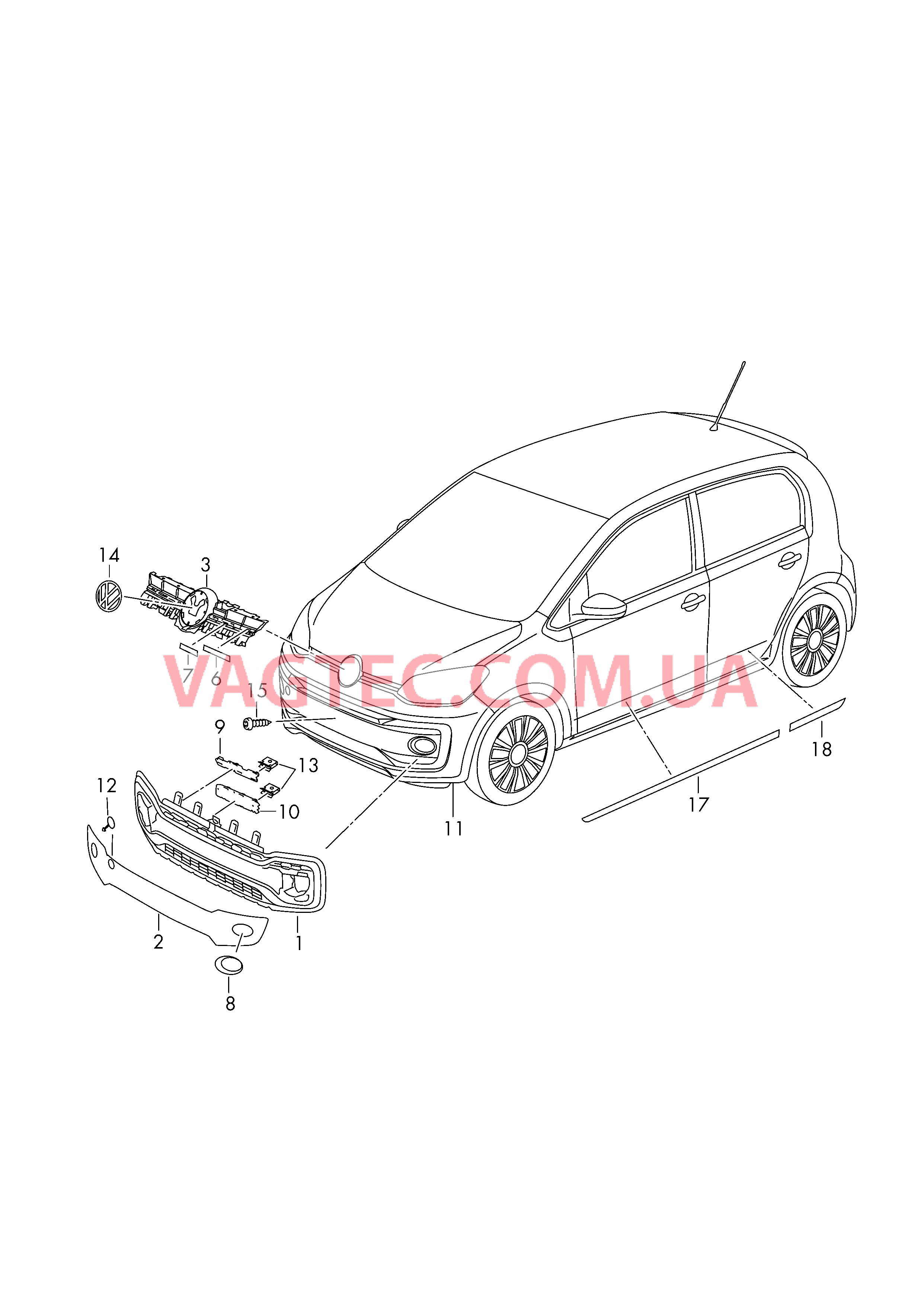 Pешетка радиатора Эмблема VW Защитный молдинг двери  для VOLKSWAGEN UP 2019