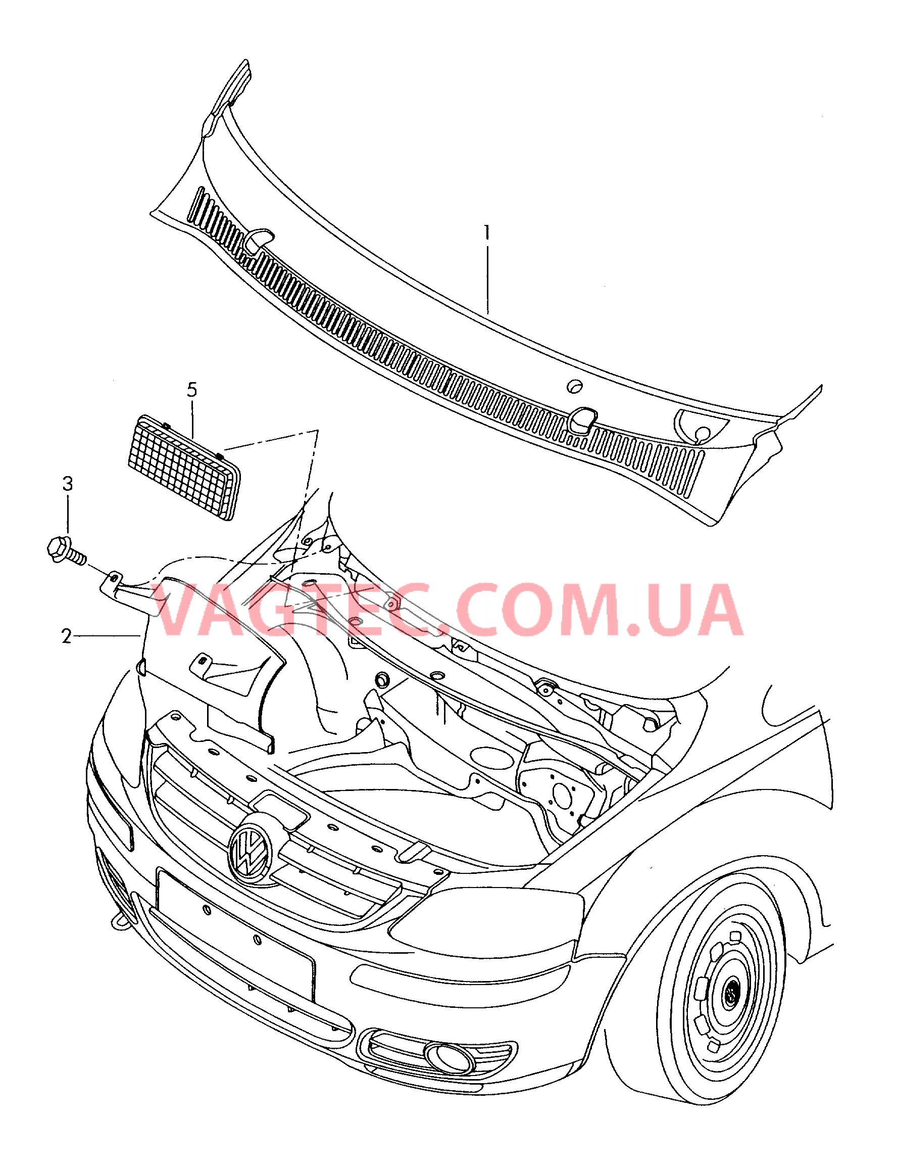 Заглушка воздуховода Водоотвод  для VOLKSWAGEN Suran 2011