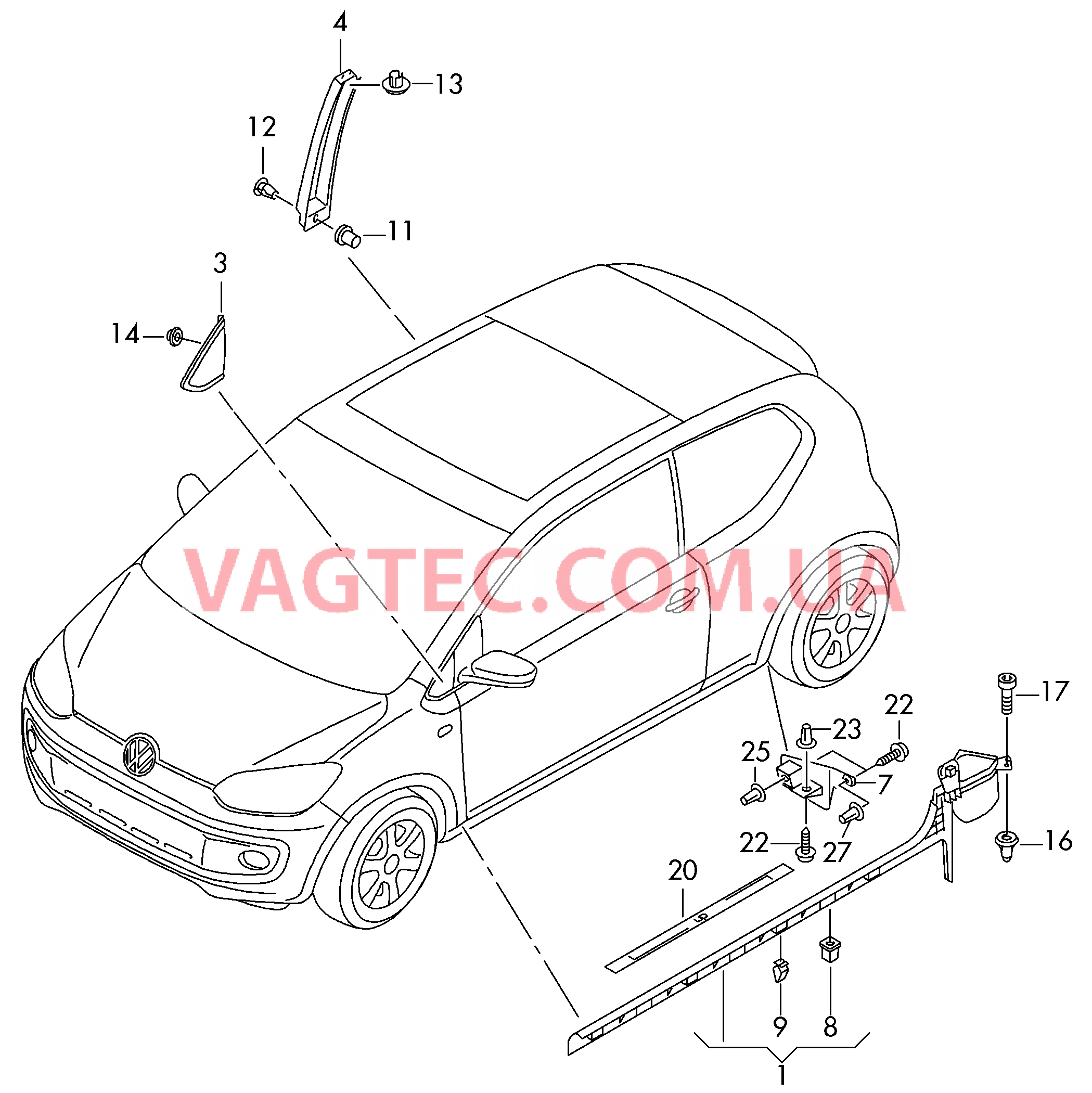 Накладка порога Накладка  для VOLKSWAGEN UP 2014