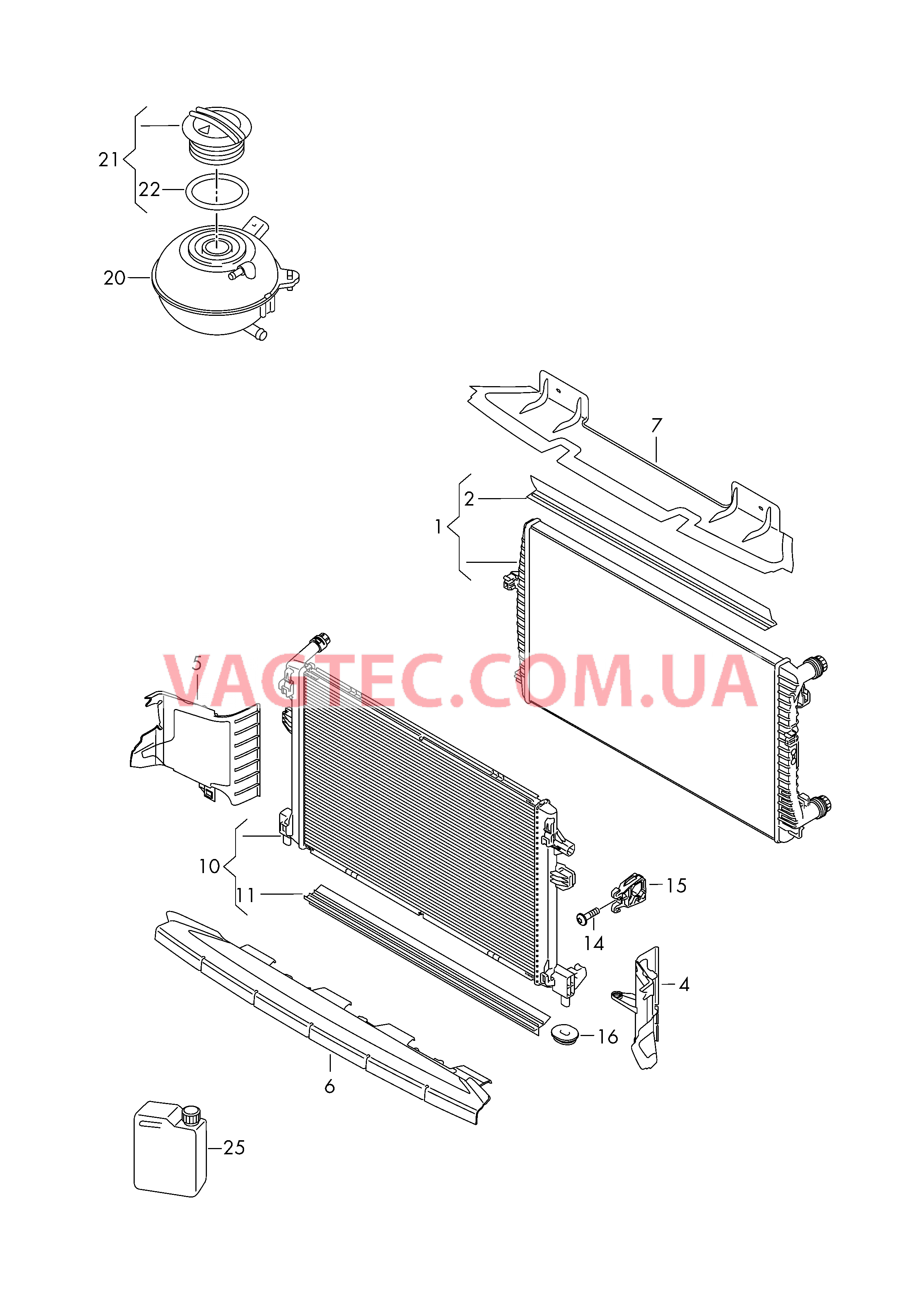 Радиатор охлаждающей жидкости Дополнительный радиатор ОЖ Бачок, компенсационный  для SEAT Ateca 2016