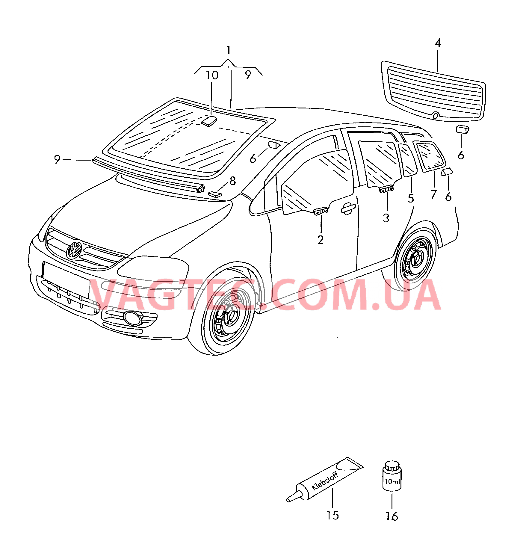 Стёкла Клеящий и уплотняющий материал  для VOLKSWAGEN Suran 2011