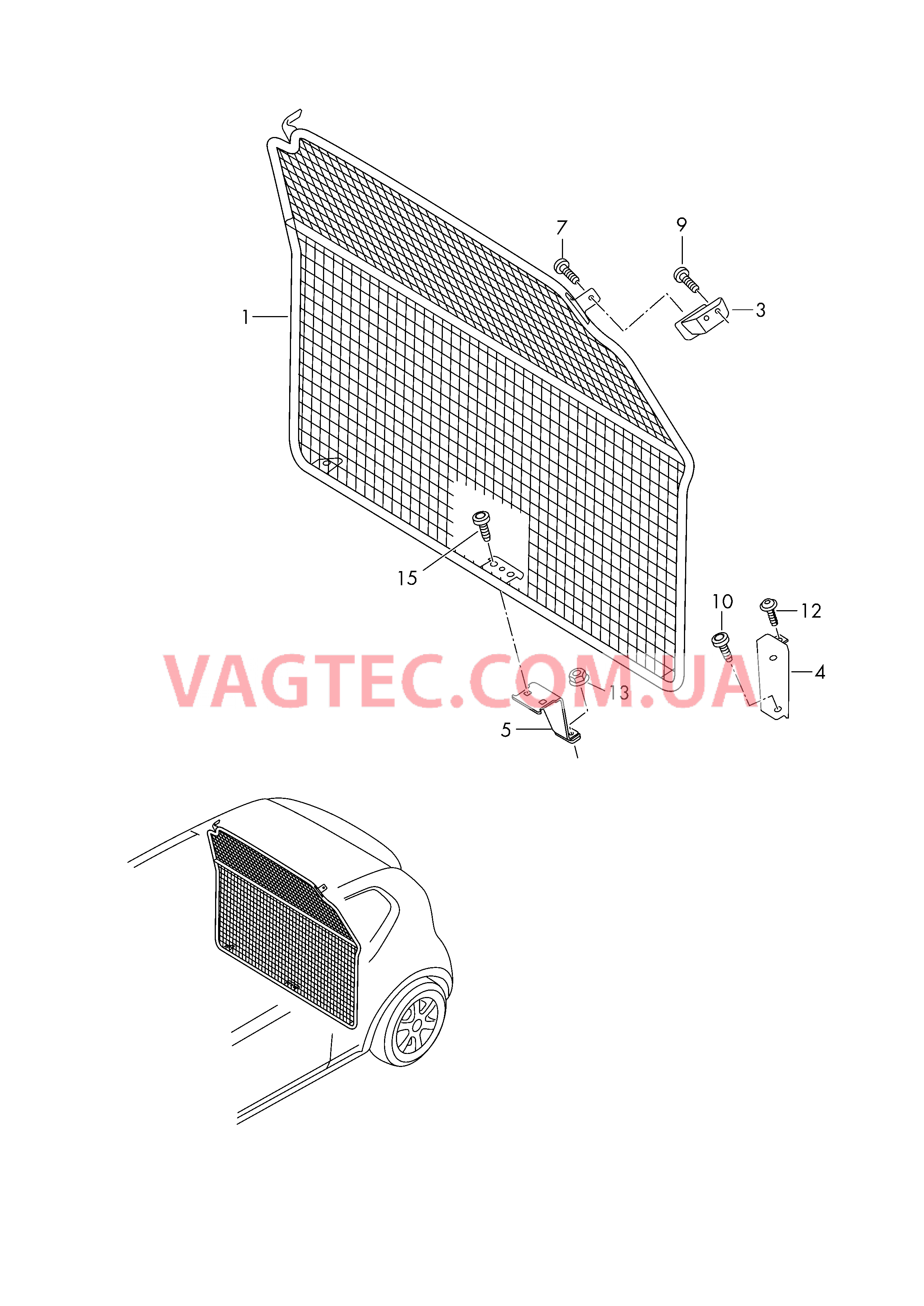 Cетчатая перегородка  для VOLKSWAGEN UP 2015
