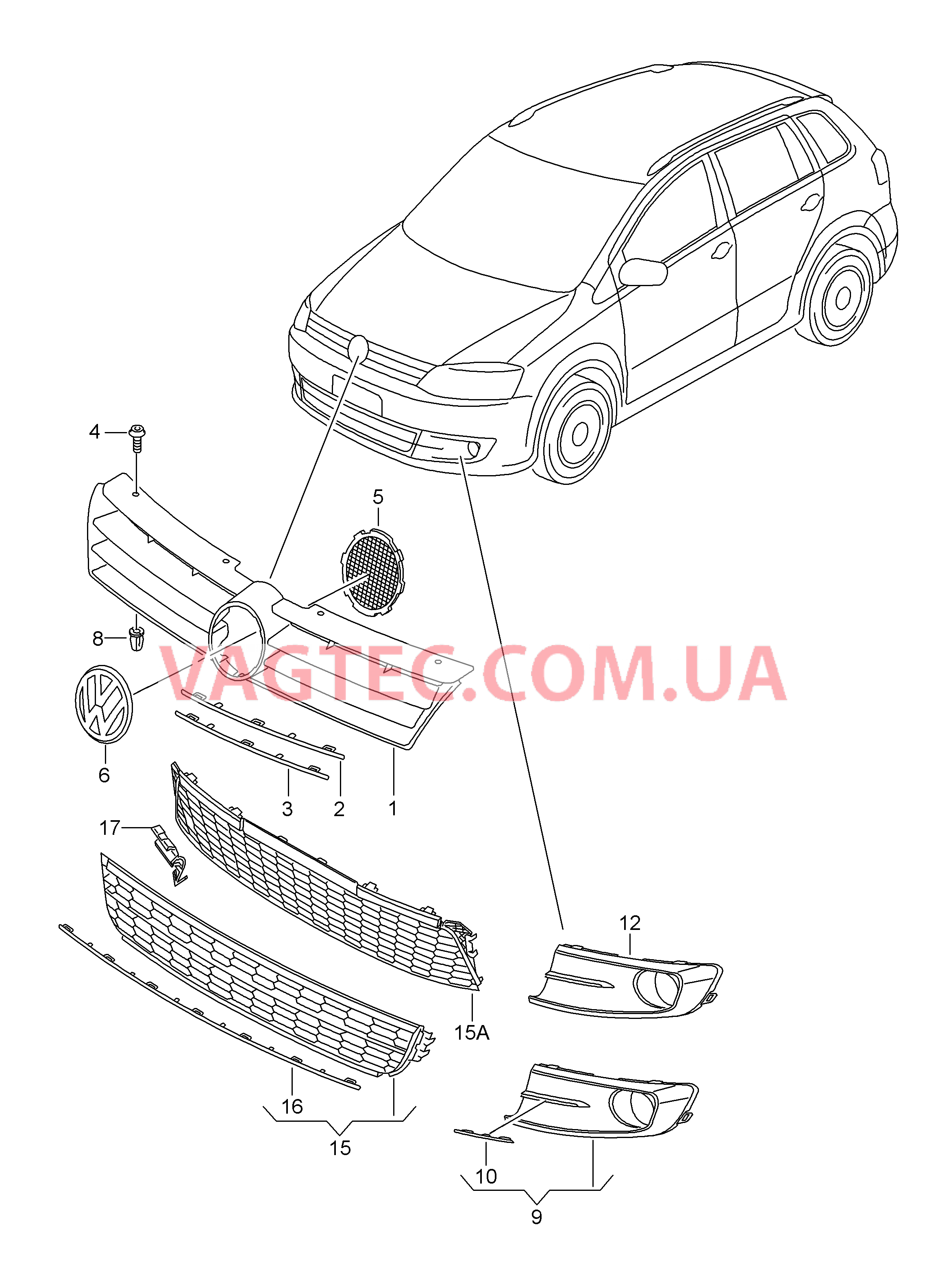 Решётка радиатора Эмблема VW Решетка радиатора  для VOLKSWAGEN Suran 2013