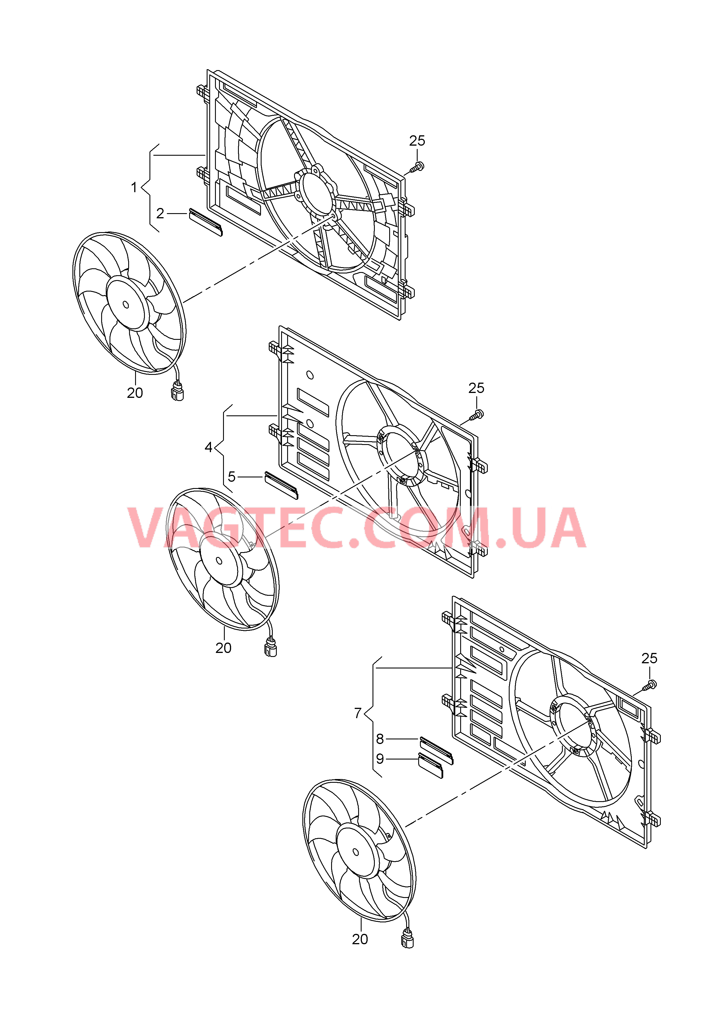Рамка вентилятора Рамка для двух вентиляторов  для SEAT Leon 2018