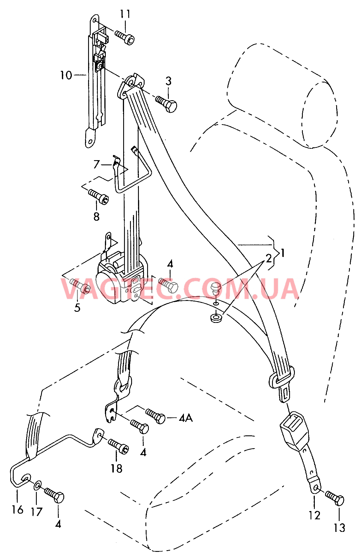 Трехточечн. ремень безопасн.  для VOLKSWAGEN Polo 2005