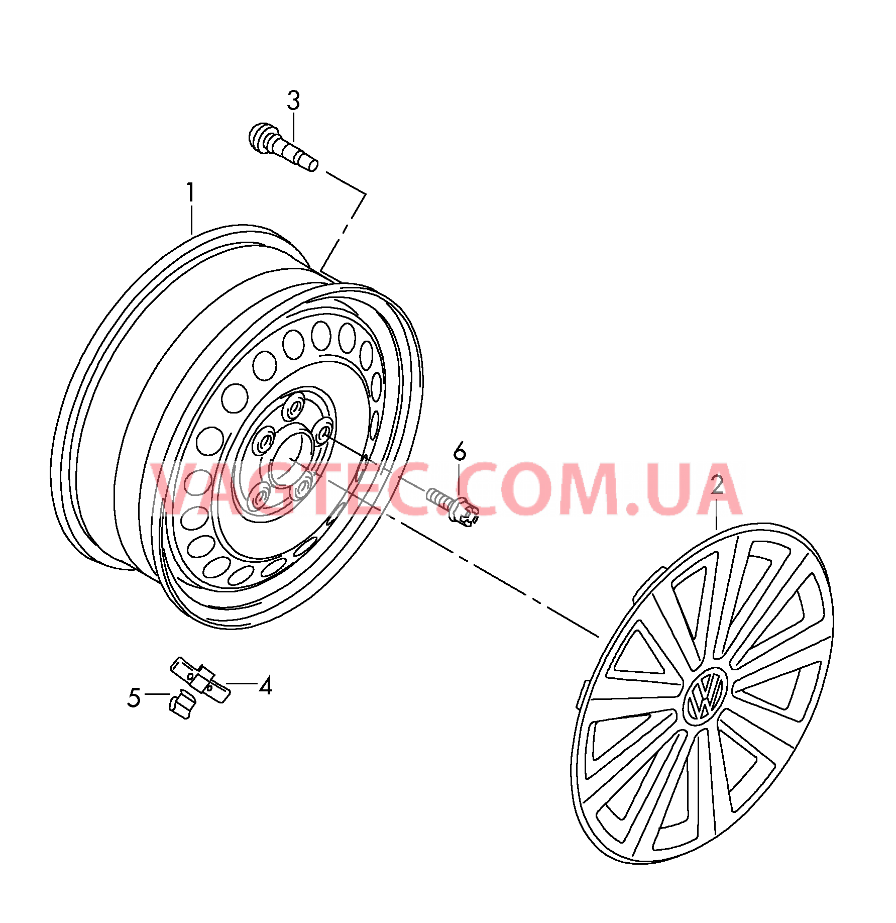 Стальной диск для зимних шин см. справочник Колёса и шины   для VOLKSWAGEN Transporter 2016-1