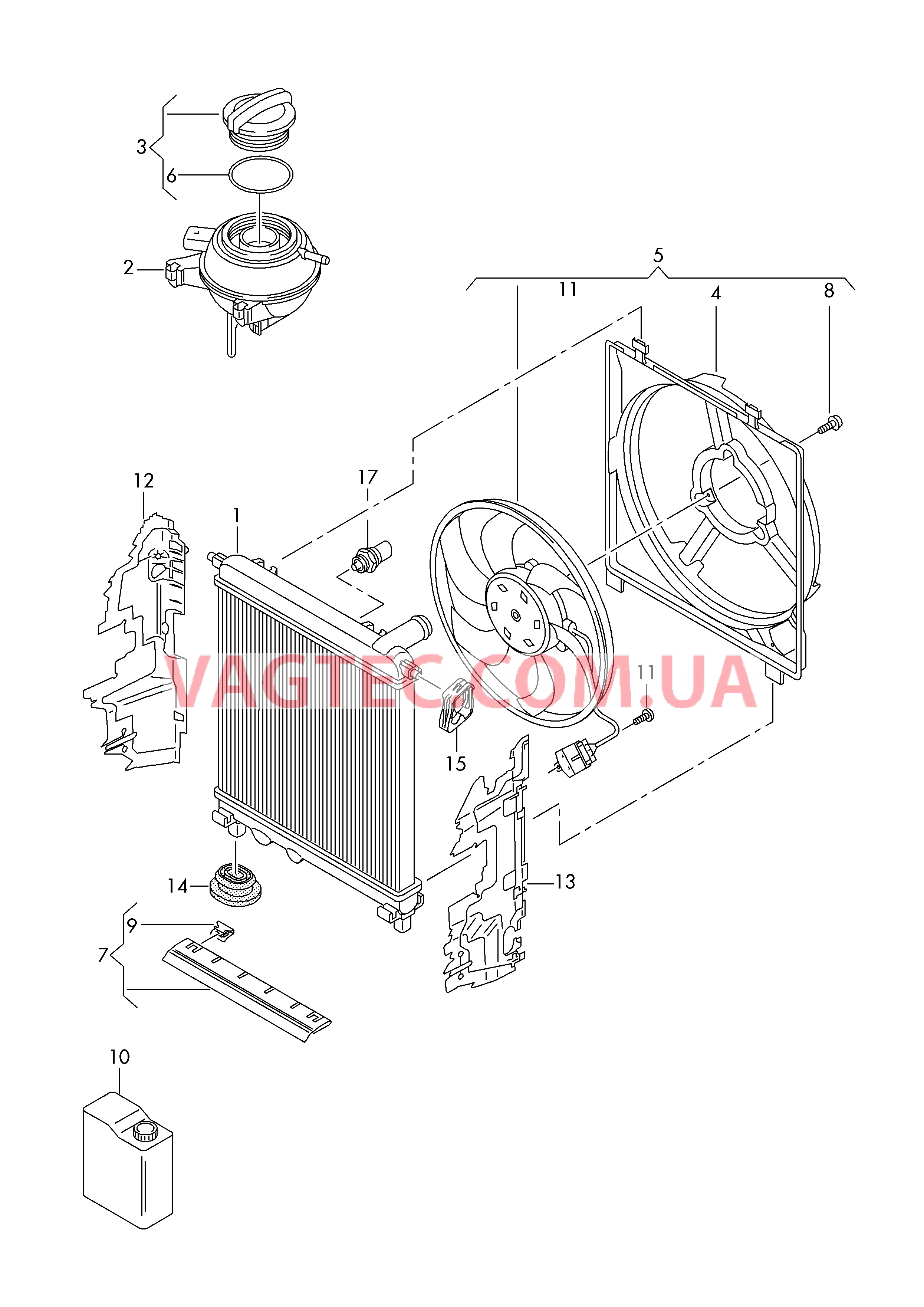 Расширительный бачок Радиатор охлаждающей жидкости Рамка вентилятора  для VOLKSWAGEN UP 2017-1