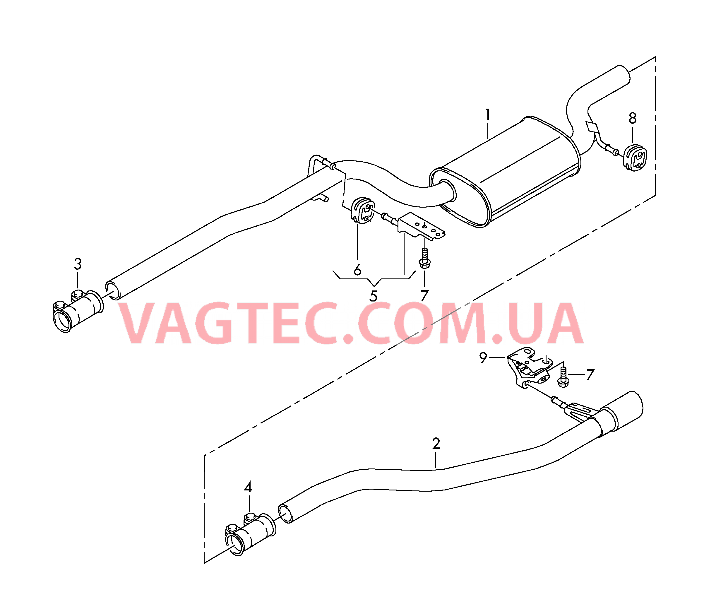 Средний глушитель Концев. секц. трубы зад. глуш.   D - 08.11.2010>> для VOLKSWAGEN PACC 2009