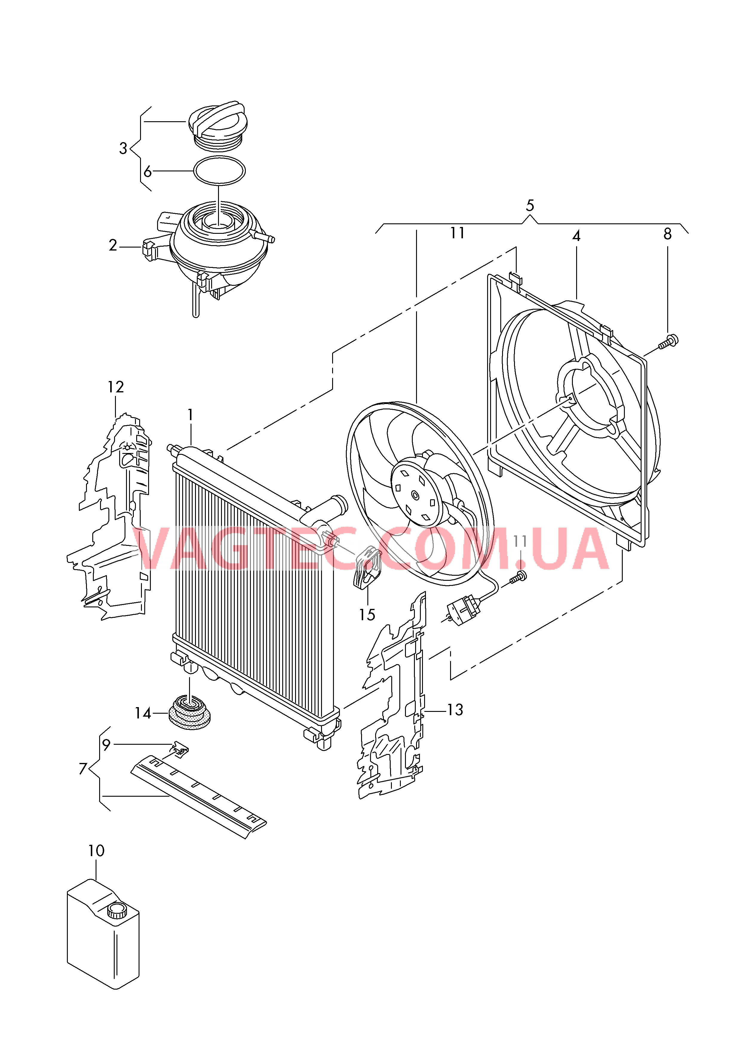 Расширительный бачок Радиатор охлаждающей жидкости Рамка вентилятора  для SEAT MI 2014