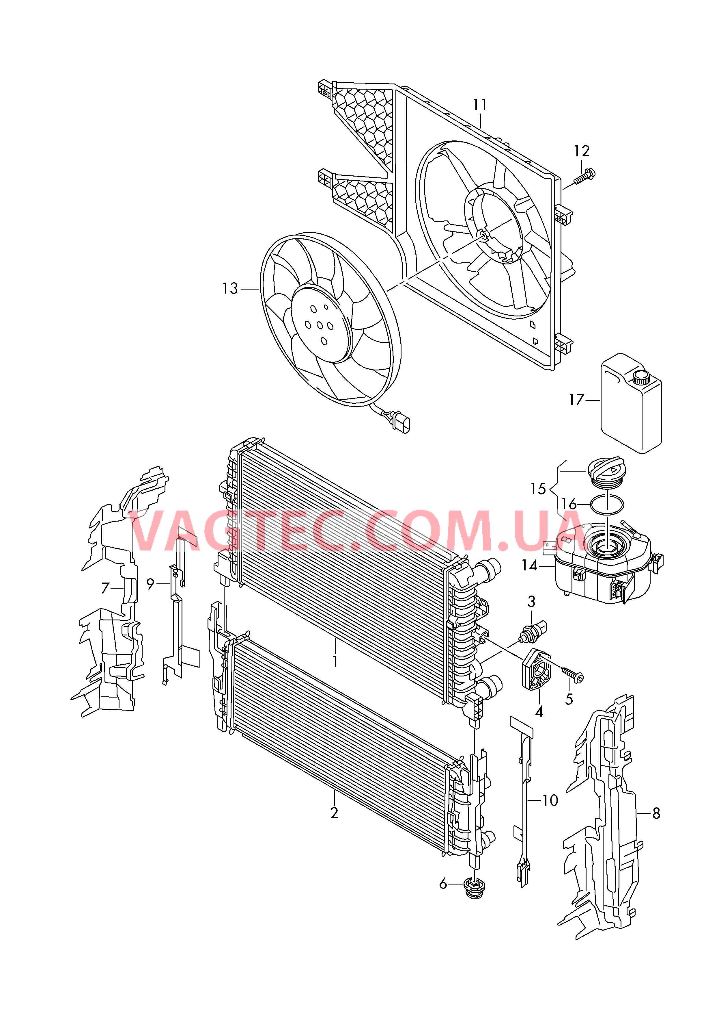 Расширительный бачок Радиатор охлаждающей жидкости Рамка вентилятора  для VOLKSWAGEN UP 2017-1