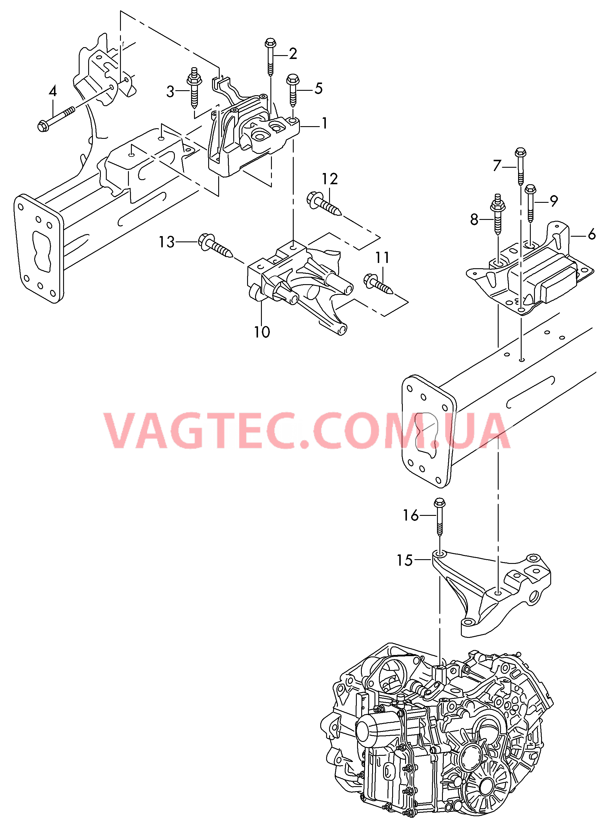 Детали крепления для двигателя и КП  для VOLKSWAGEN Touran 2017