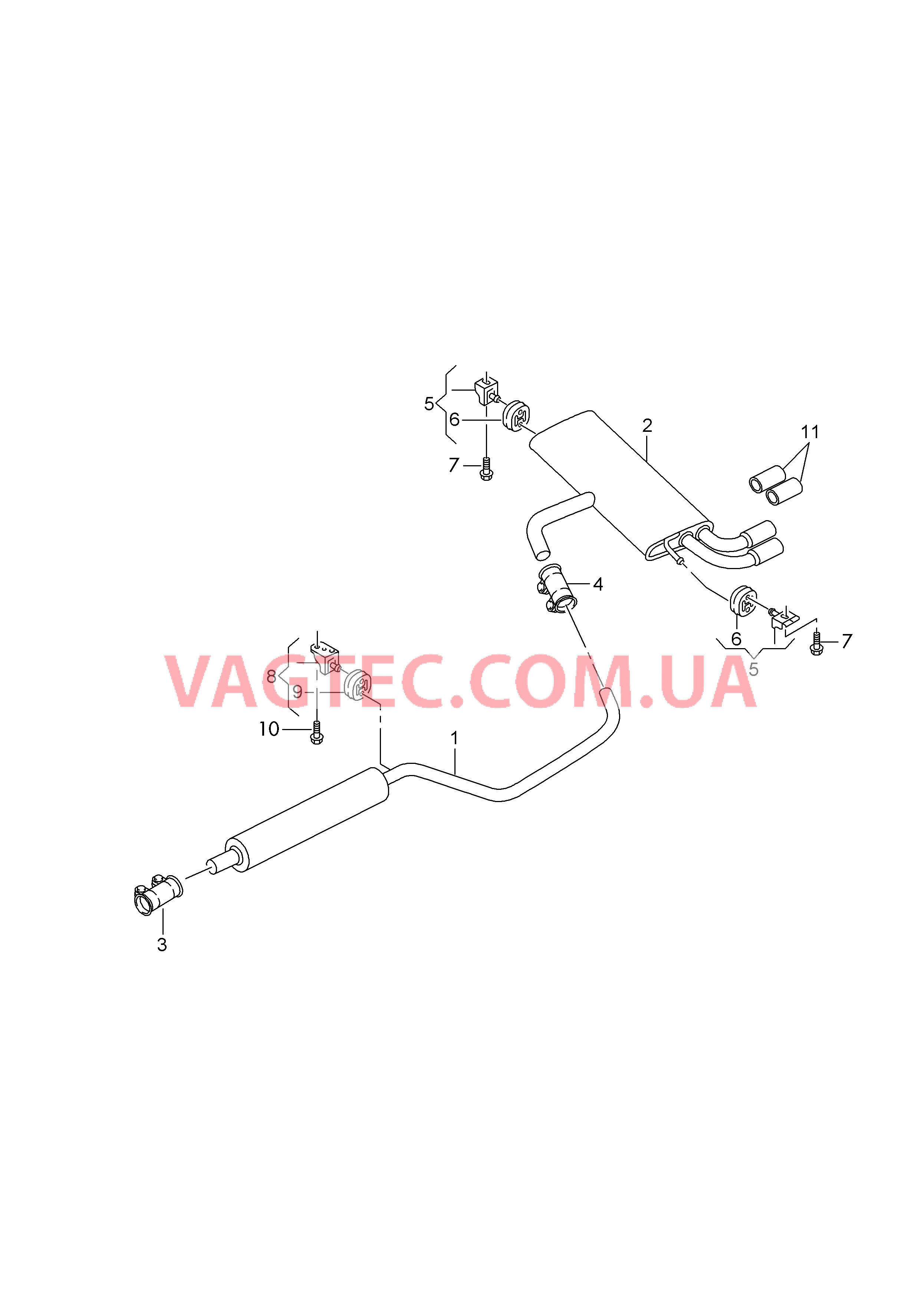 Передний глушитель с задним глушителем  для VOLKSWAGEN Polo 2018