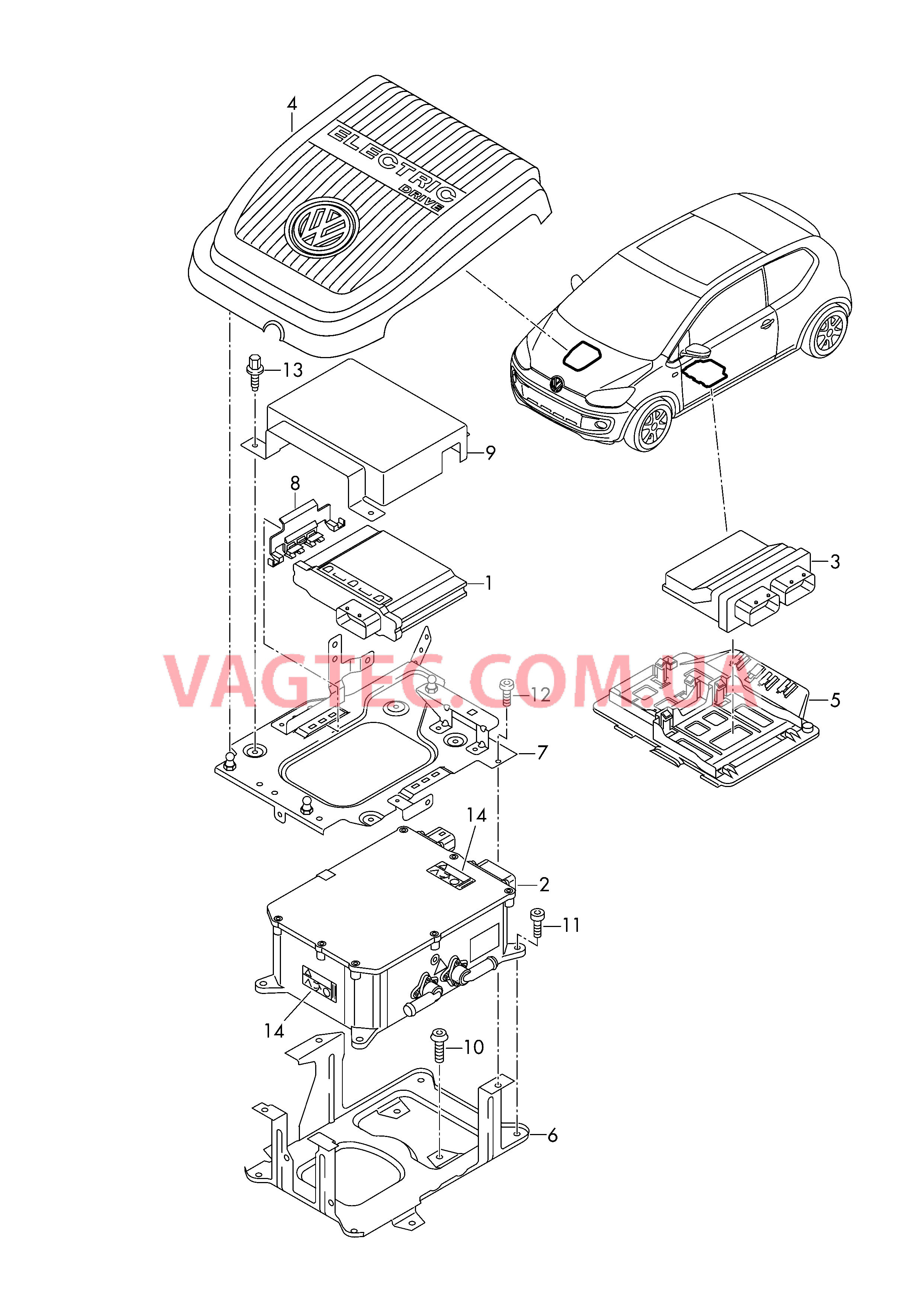 БУ электродвигателя Зарядное устройство для высоковольтной батареи  Блок управления напряжением заряда высоковольтной АКБ  Защита картера двигателя Крепёжные детали D - 02.11.2015>> для VOLKSWAGEN UP 2014-1