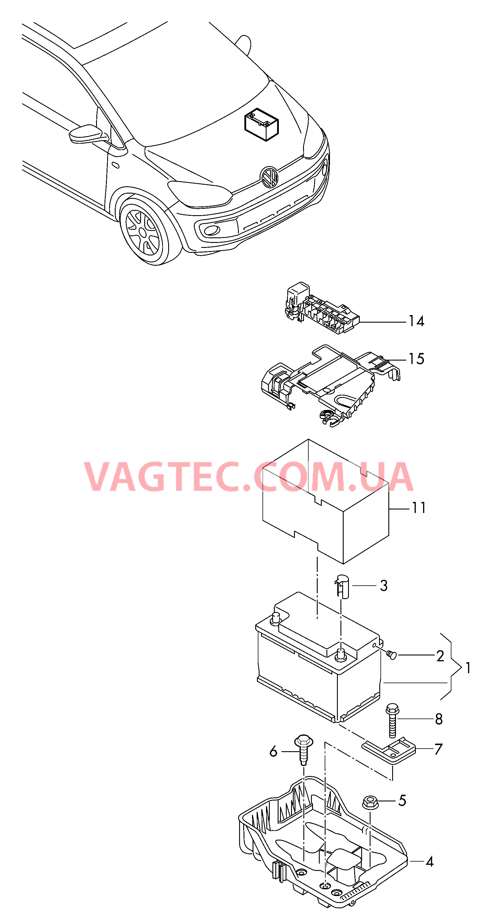 АКБ Крепление АКБ Защитный чехол АКБ  для VOLKSWAGEN UP 2015-1