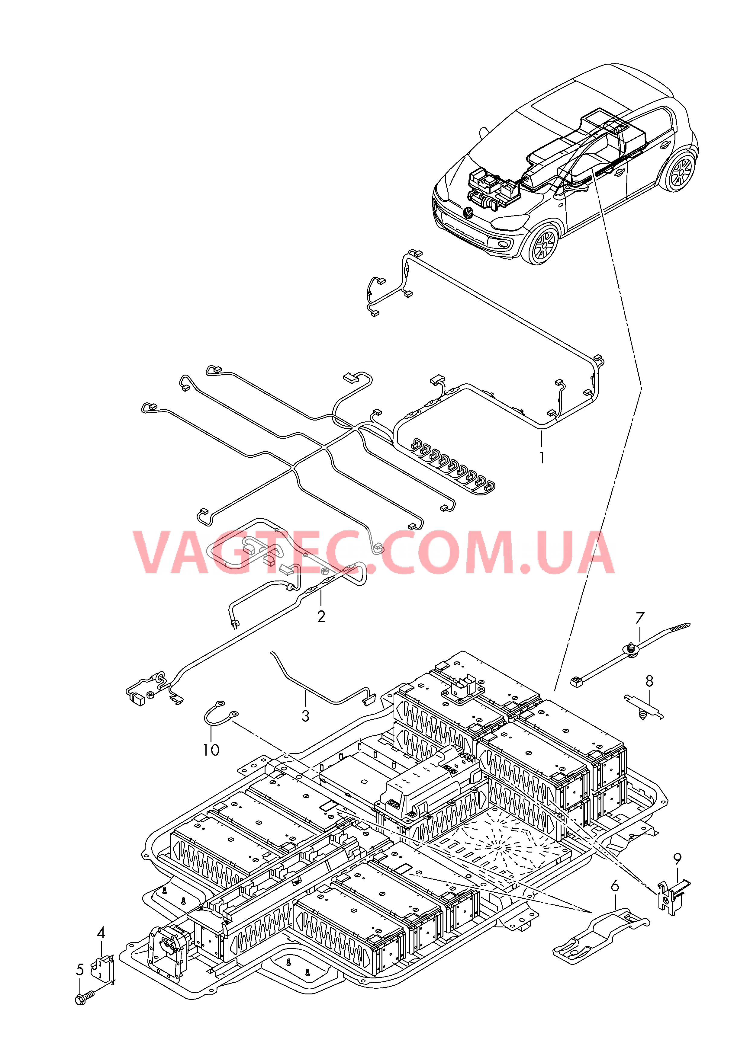 Высоковольтная АКБ Жгуты проводов  для VOLKSWAGEN UP 2016-1