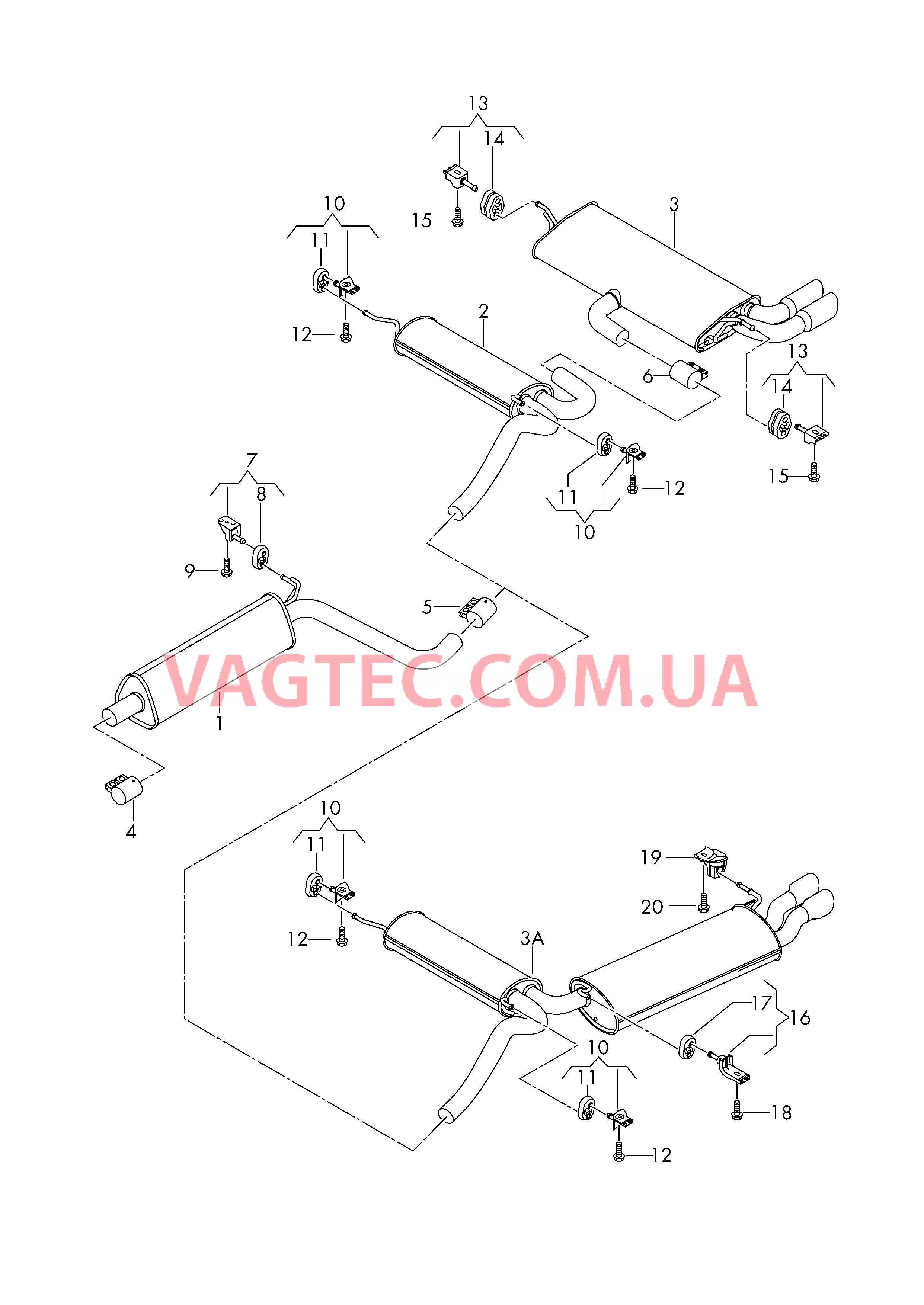 Передний глушитель Средний глушитель Задний глушитель  для SEAT Ateca 2018