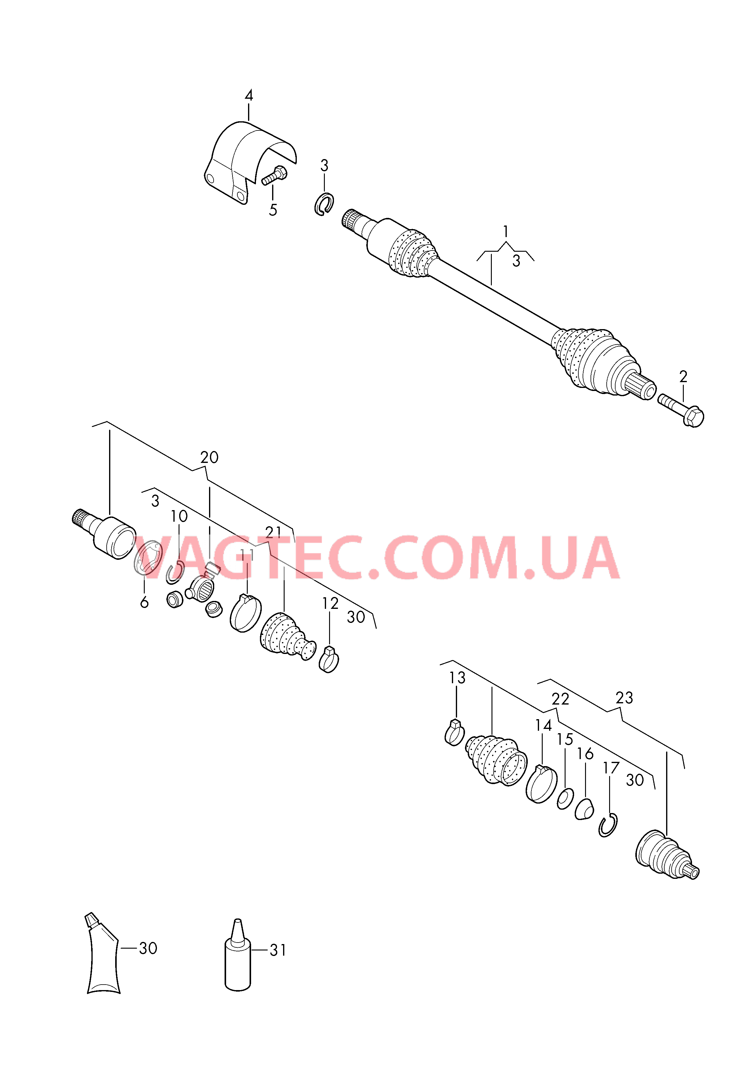 Приводной вал для 6-ступенчатой АКП   D - 01.01.2009>> для VOLKSWAGEN PACC 2011