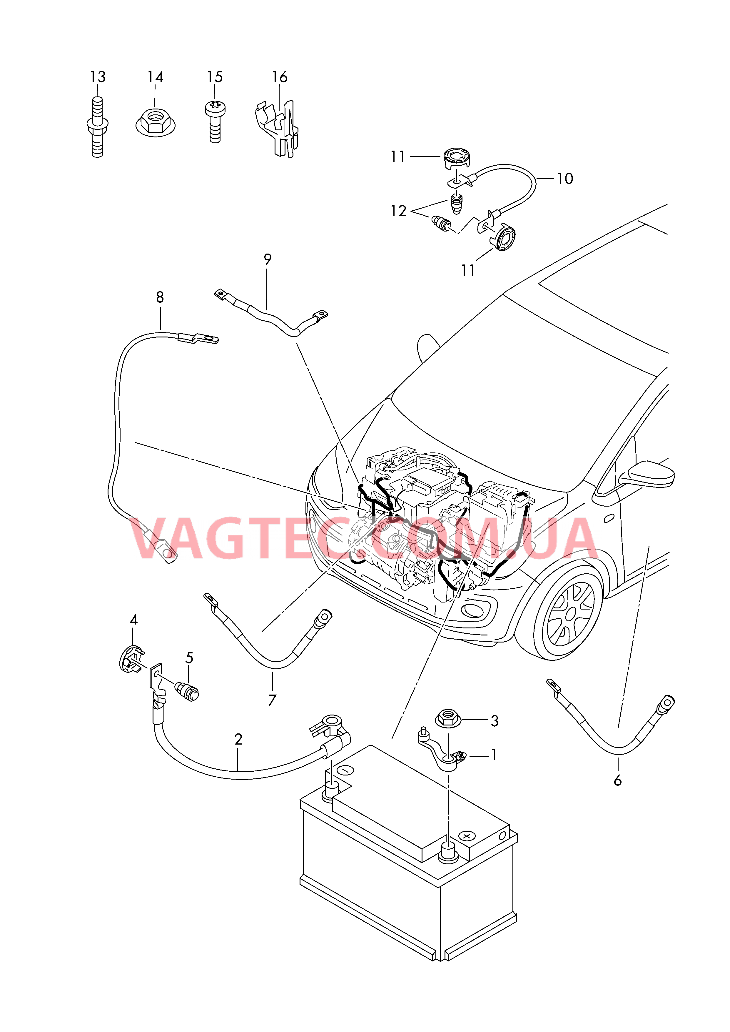 Жгут проводов для АКБ +/- Провод массы  для VOLKSWAGEN UP 2015-1