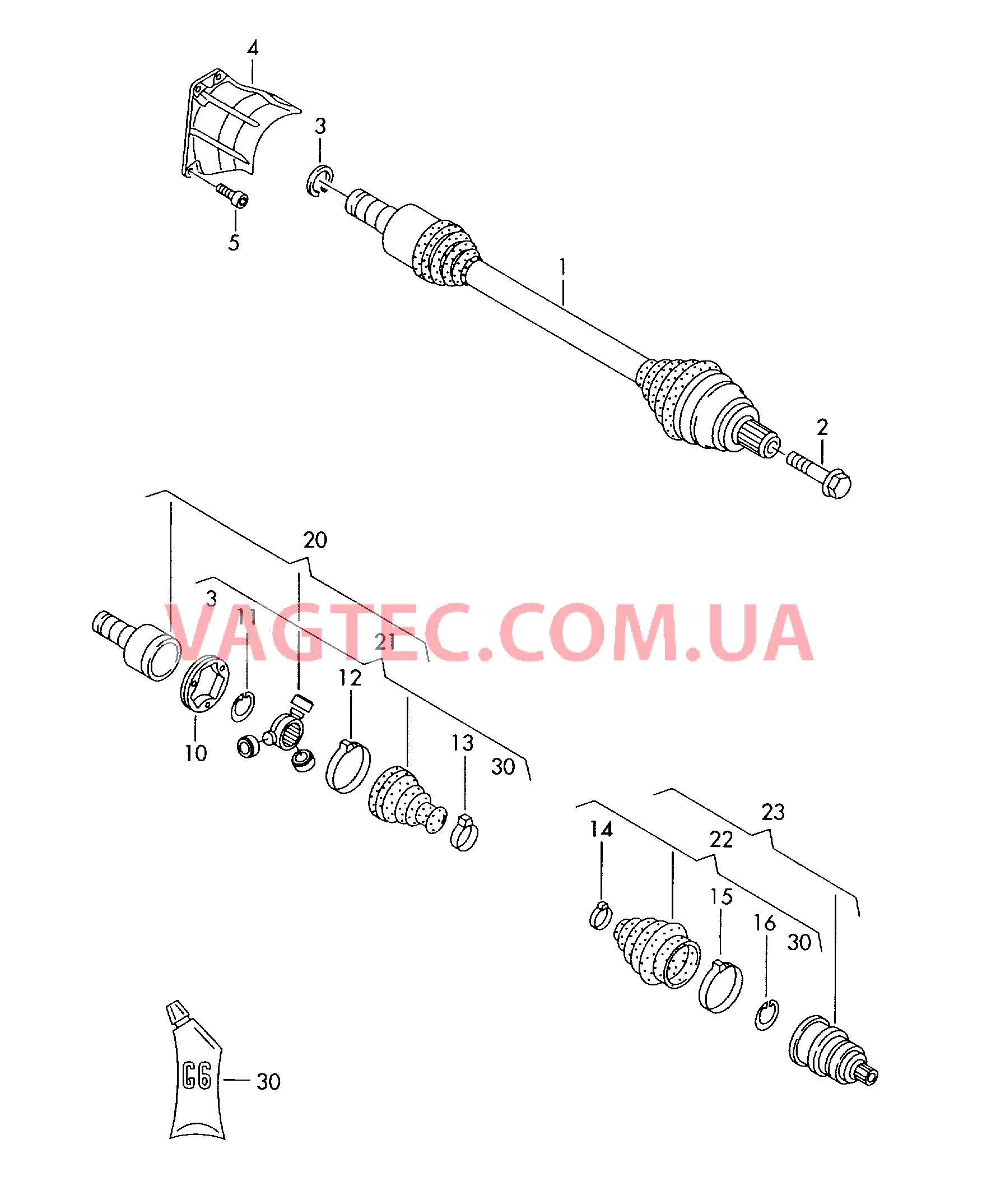 Приводной вал для 6-ступенчатой АКП  для VOLKSWAGEN Passat 2006