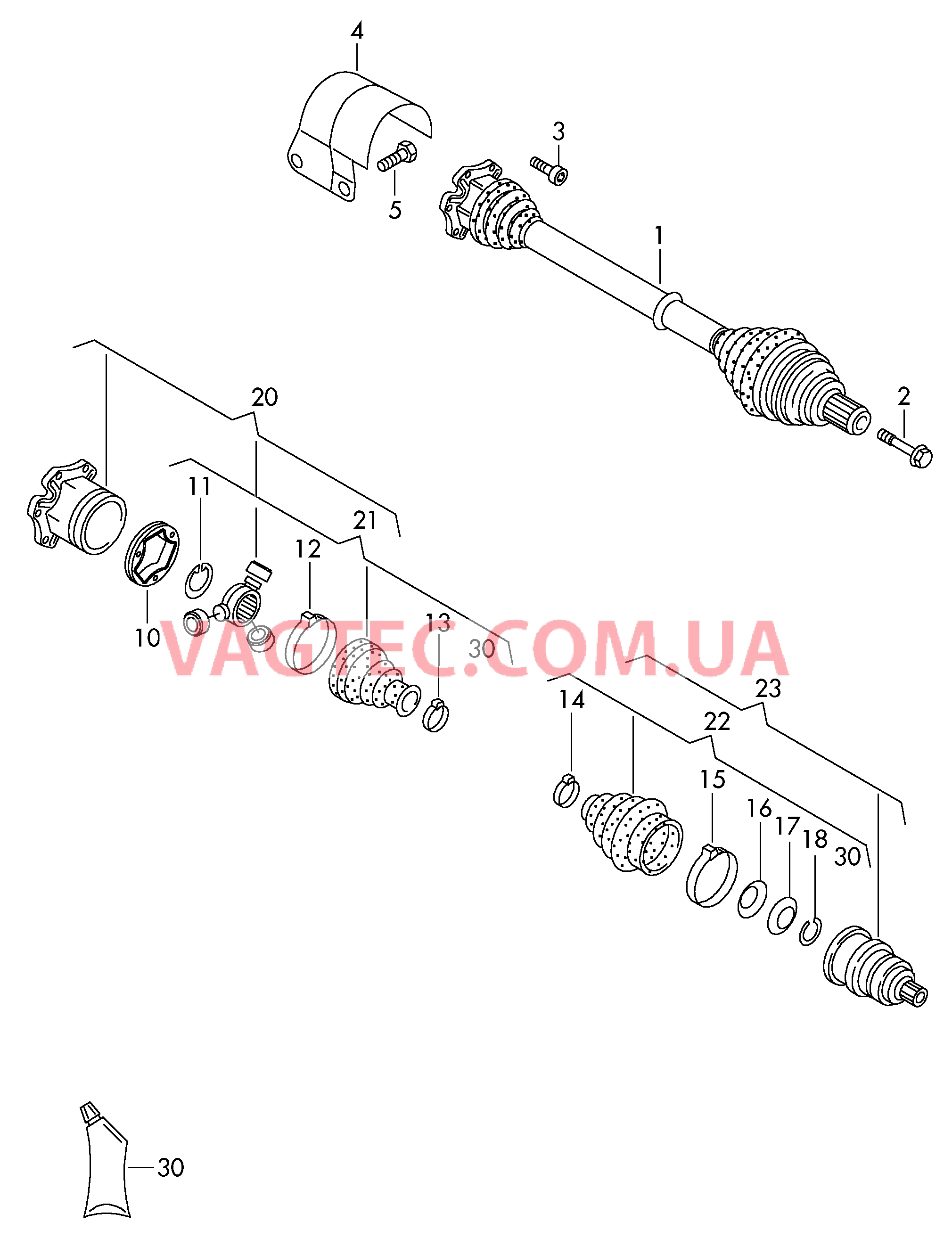 Приводной вал для 6-ступ. КП DSG  для VOLKSWAGEN PACC 2009