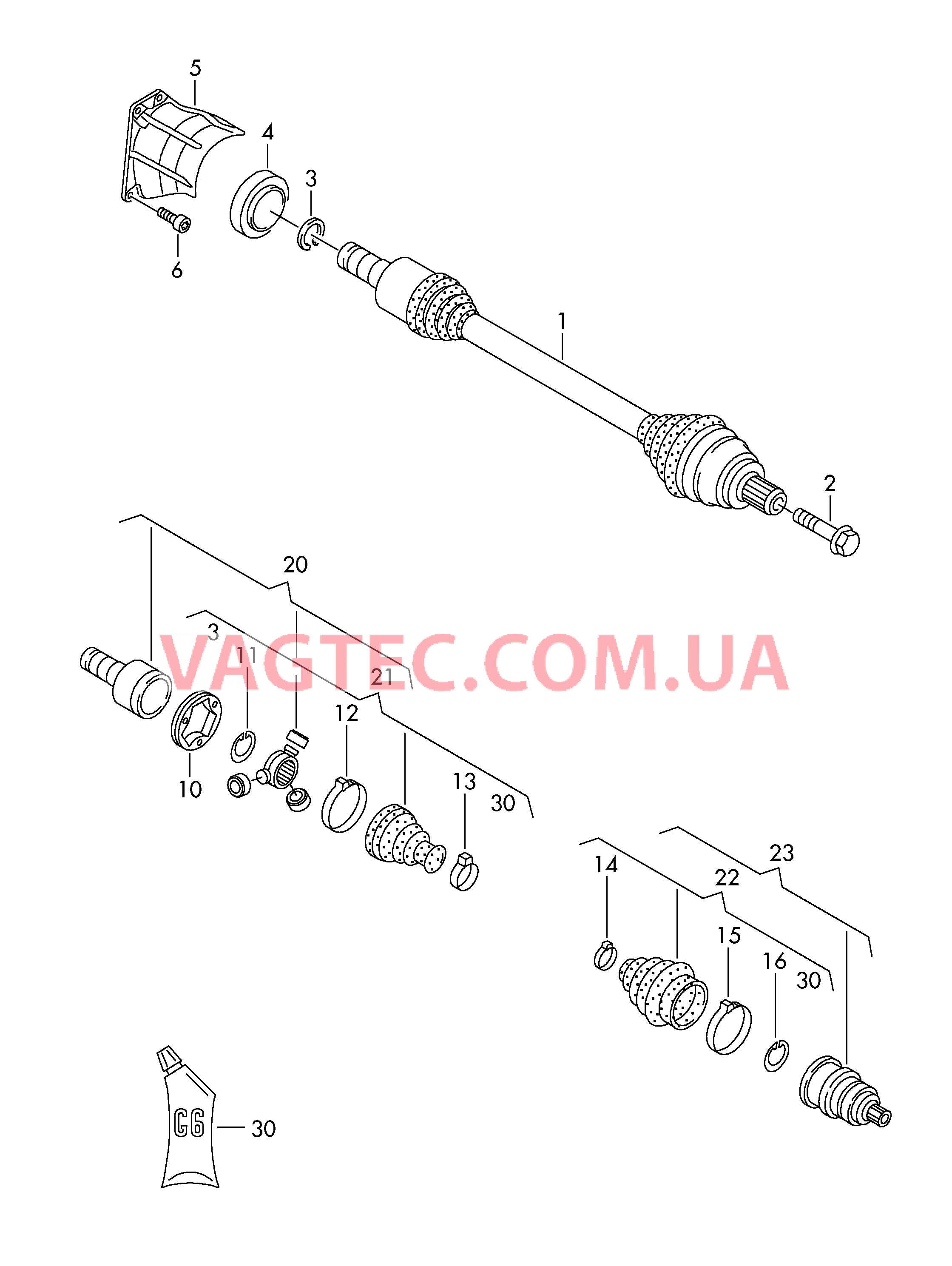 Приводной вал для 6-ступенчатой АКП  для VOLKSWAGEN Passat 2009