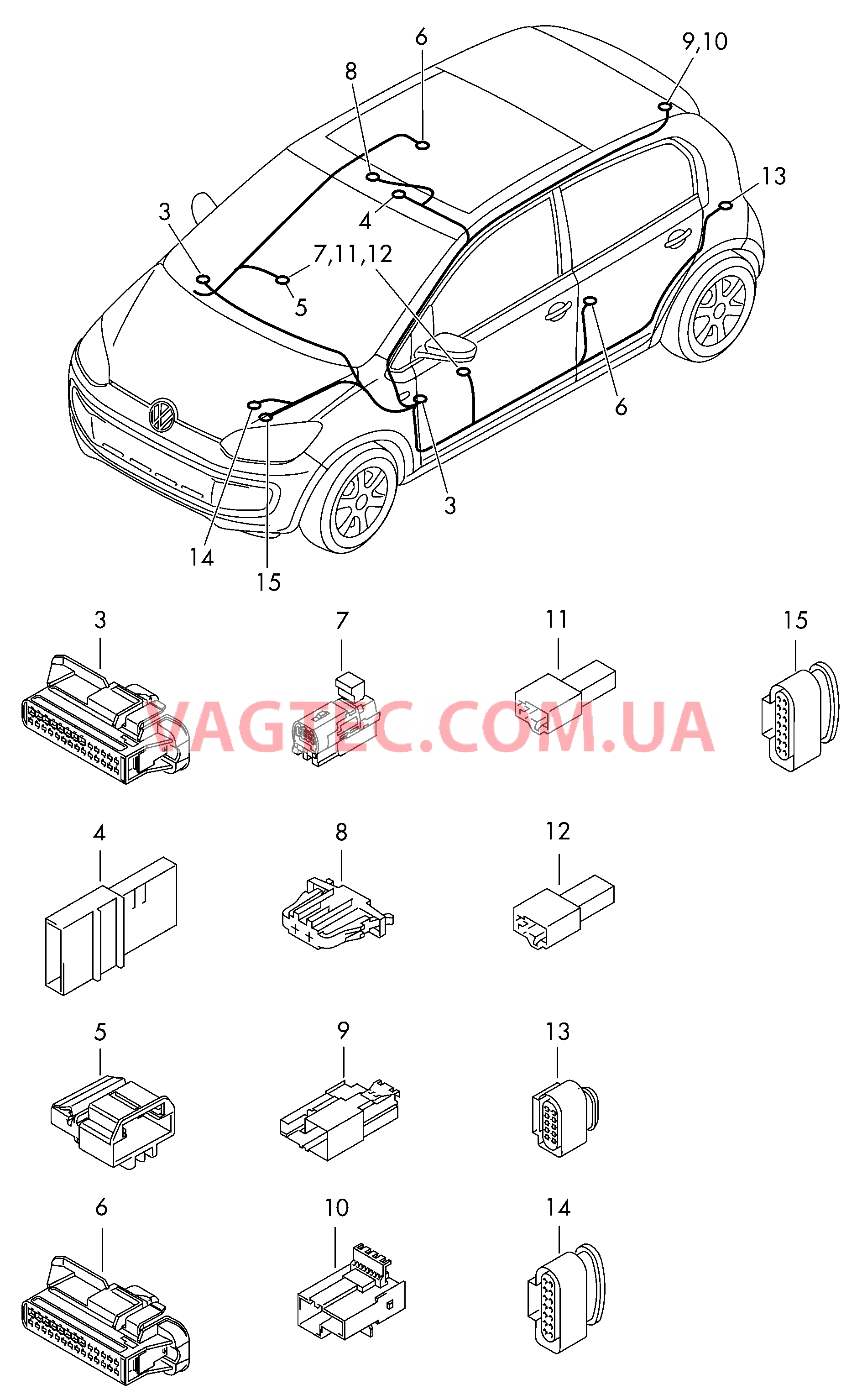 Центральный жгут Точка подключ.-корпус разъема  для VOLKSWAGEN UP 2015-1