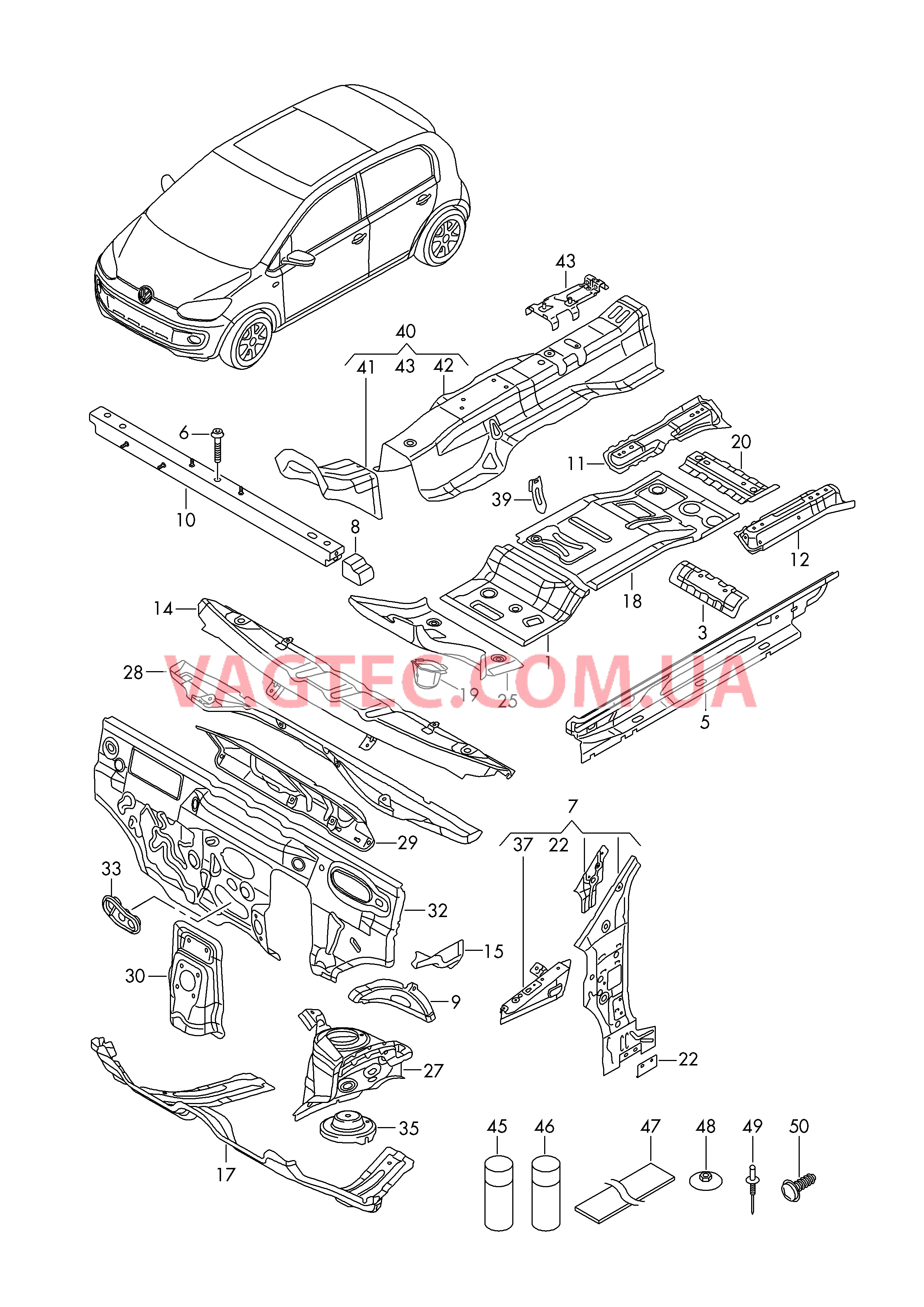 Детали нижней части кузова Моторный щит  для VOLKSWAGEN UP 2019-1