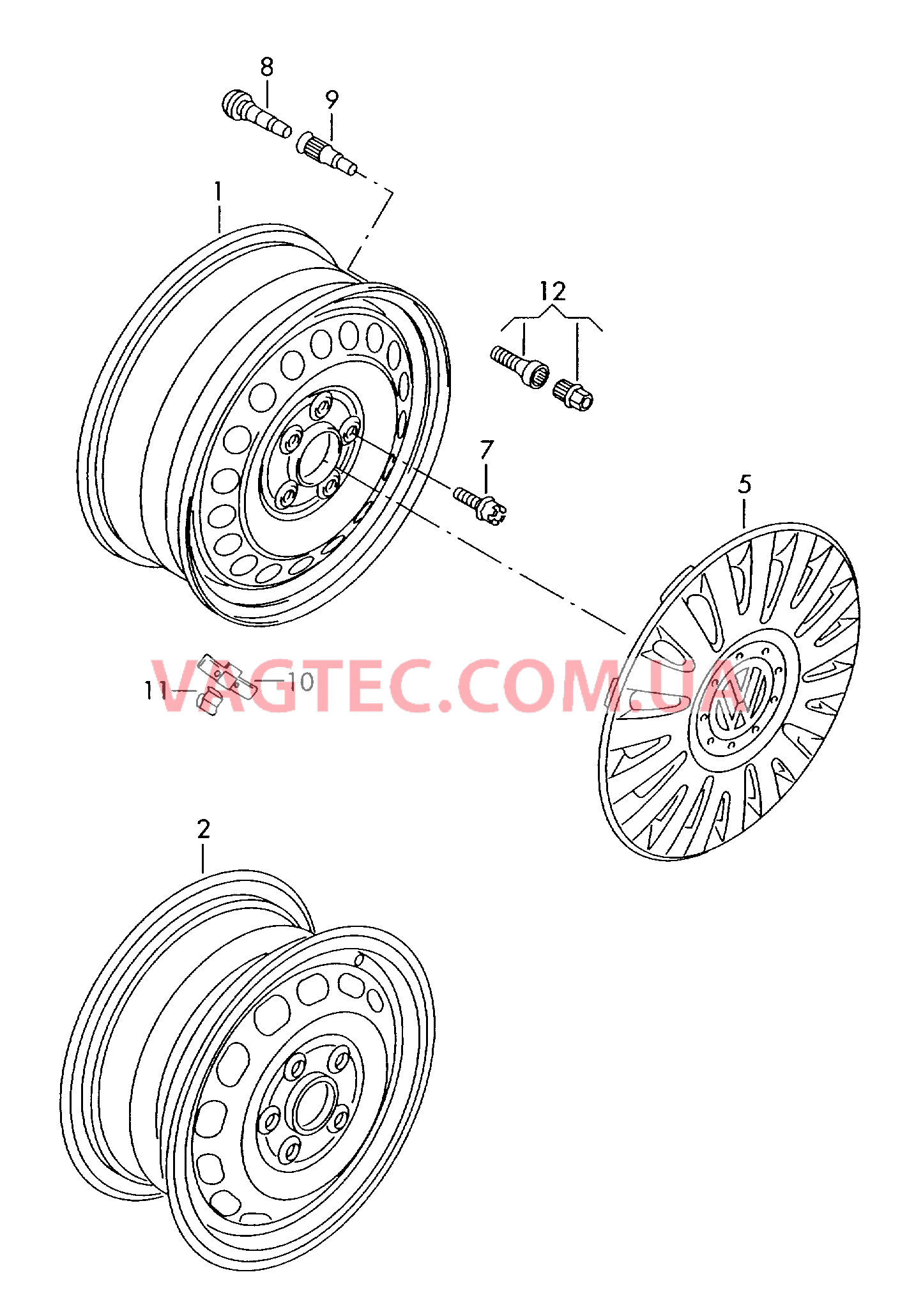 Стальной диск (только для запасного колеса)  для VOLKSWAGEN Passat 2006