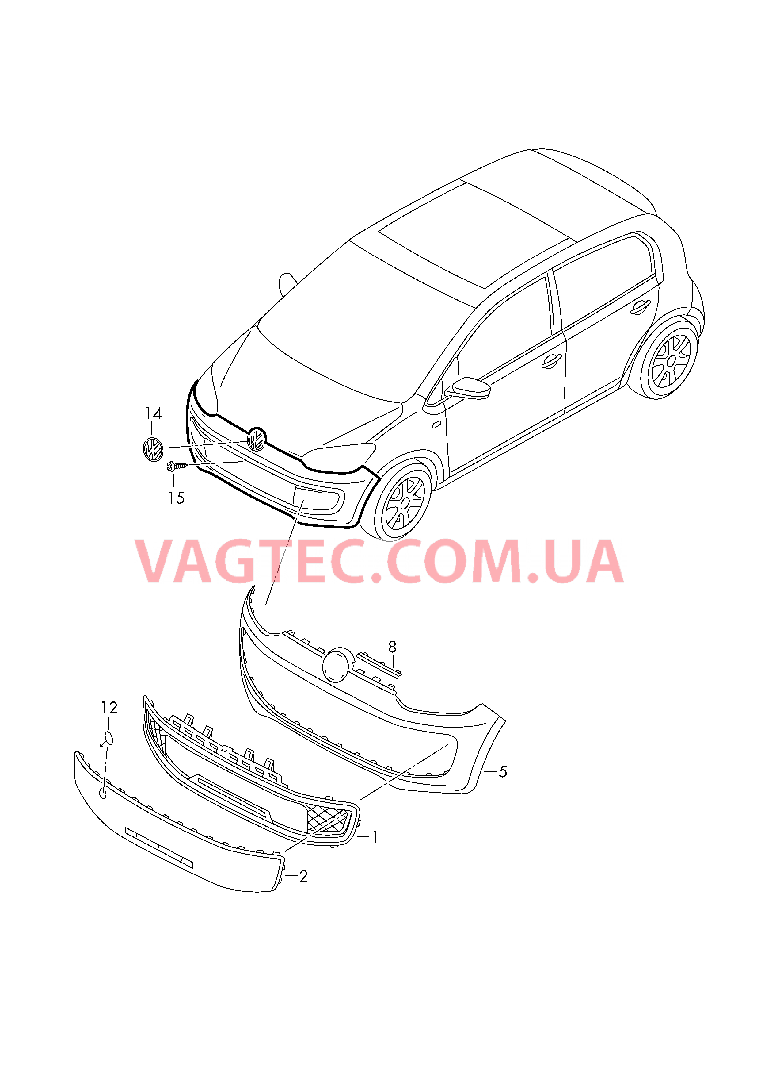 Решетка радиатора Эмблема VW Защитный молдинг двери  для VOLKSWAGEN UP 2017