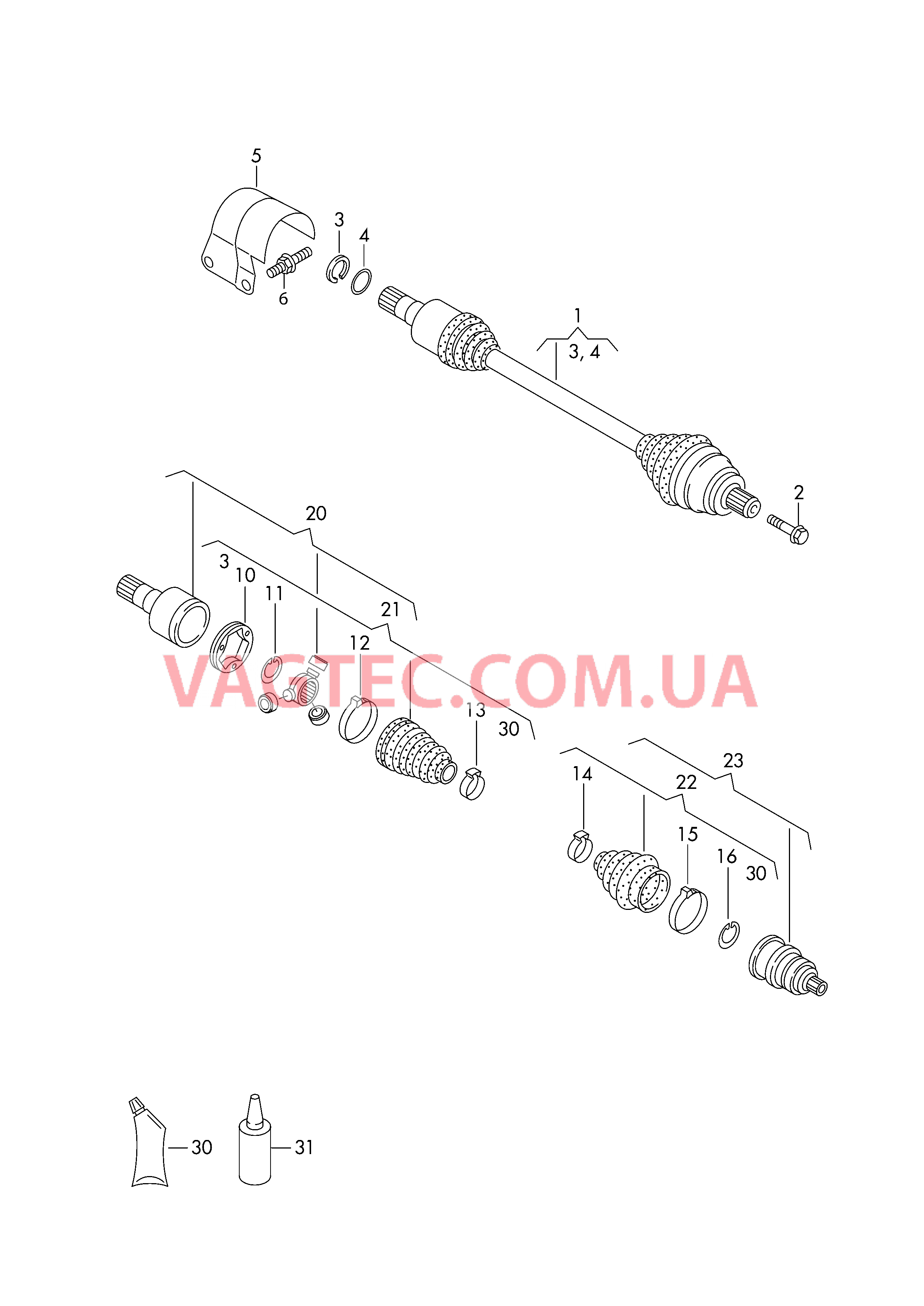 Приводной вал для 7-ступ. КП DSG  для VOLKSWAGEN Tiguan 2017-1