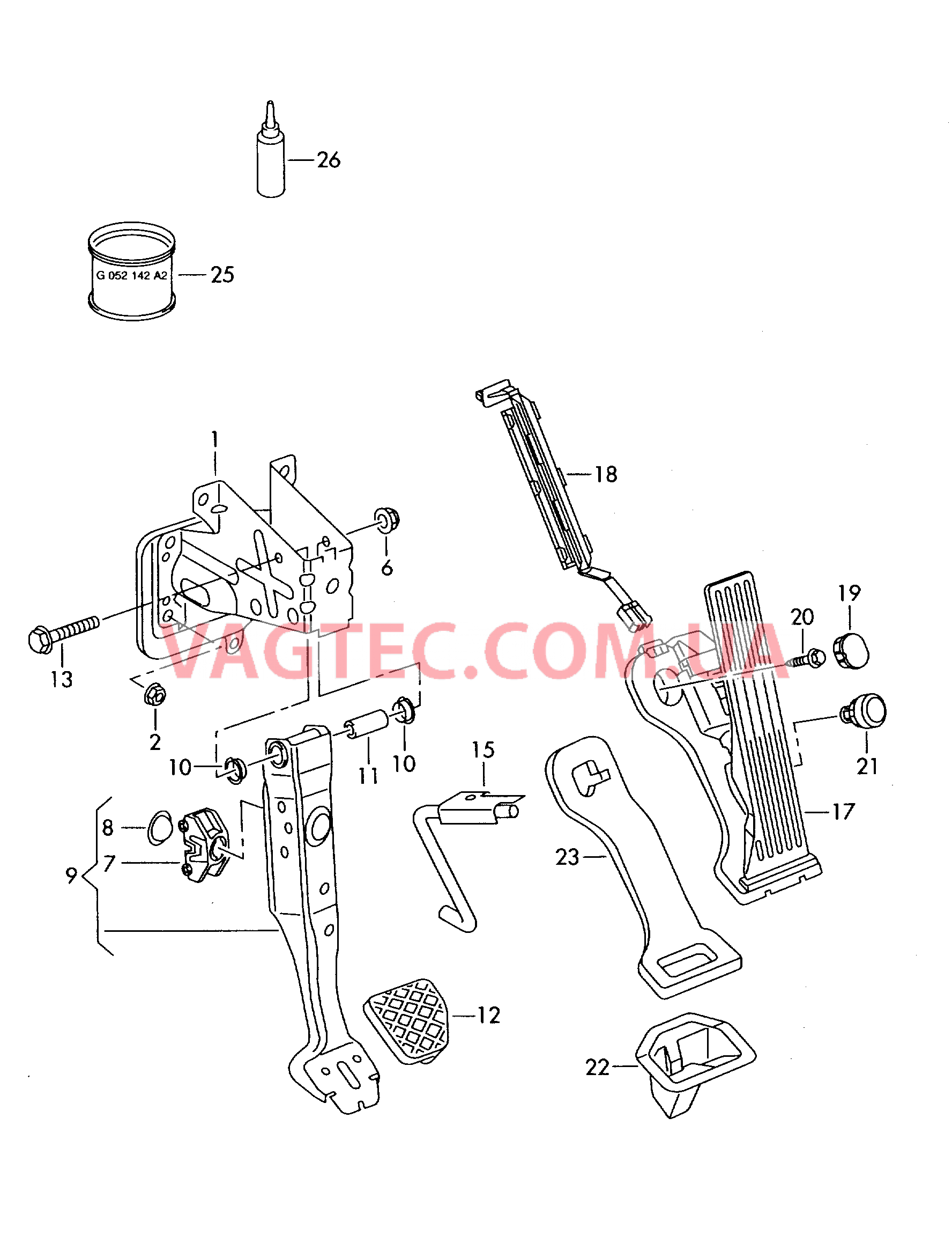 Педали тормоза и акселератора  F 2K-8-000 001>>* для VOLKSWAGEN Caddy 2006