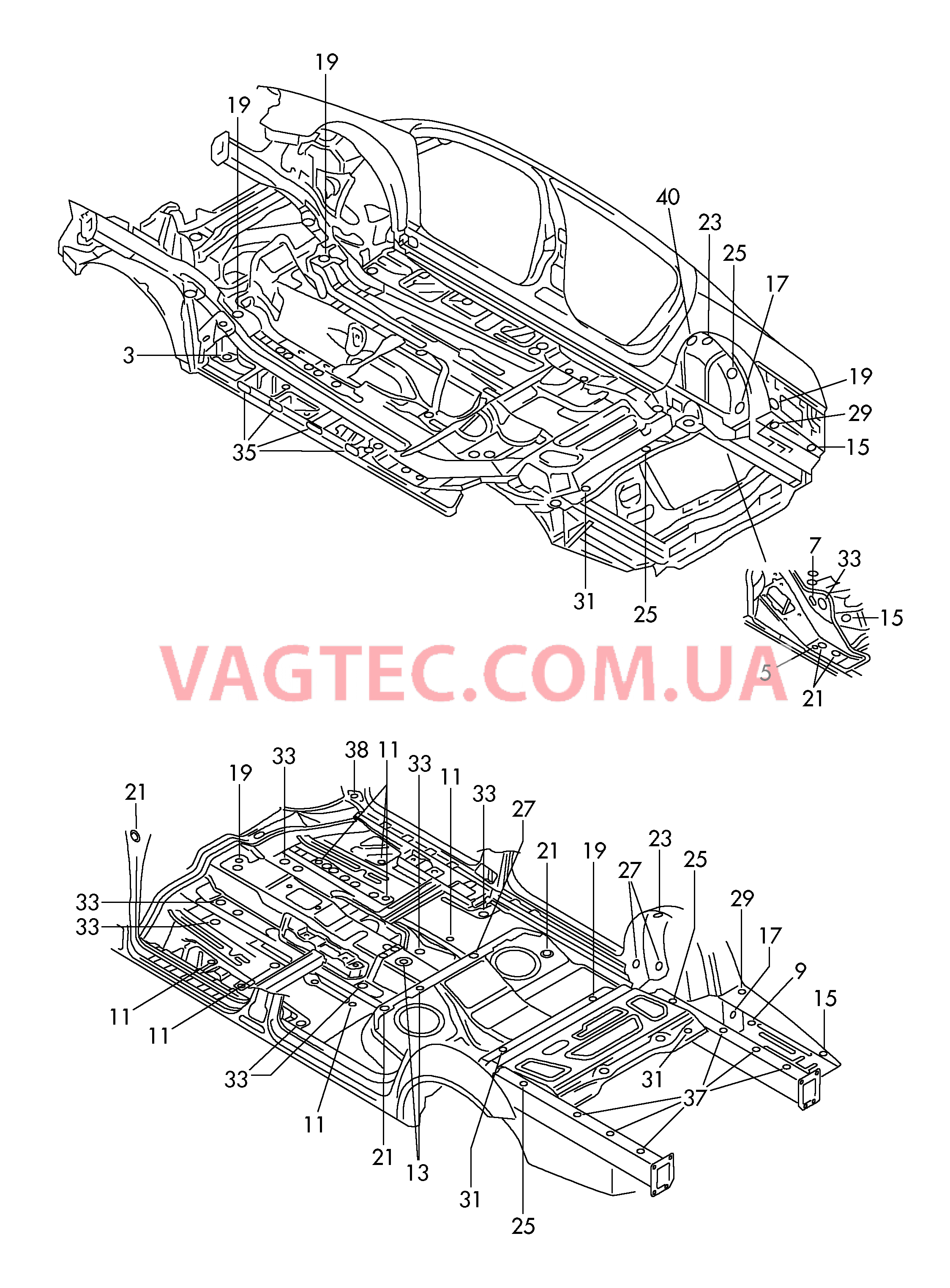 Заглушки для пола  для VOLKSWAGEN PACC 2010