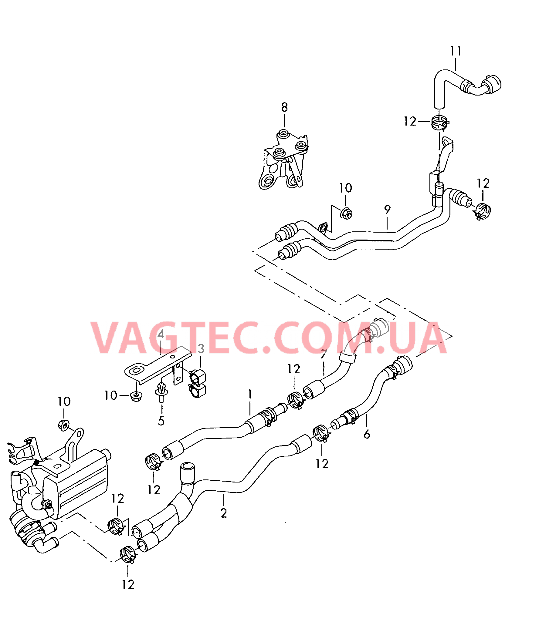 Шланги ОЖ и трубки  для а/м с автономным отопителем  для а/м с дополнительной системой отопления  для VOLKSWAGEN PACC 2009