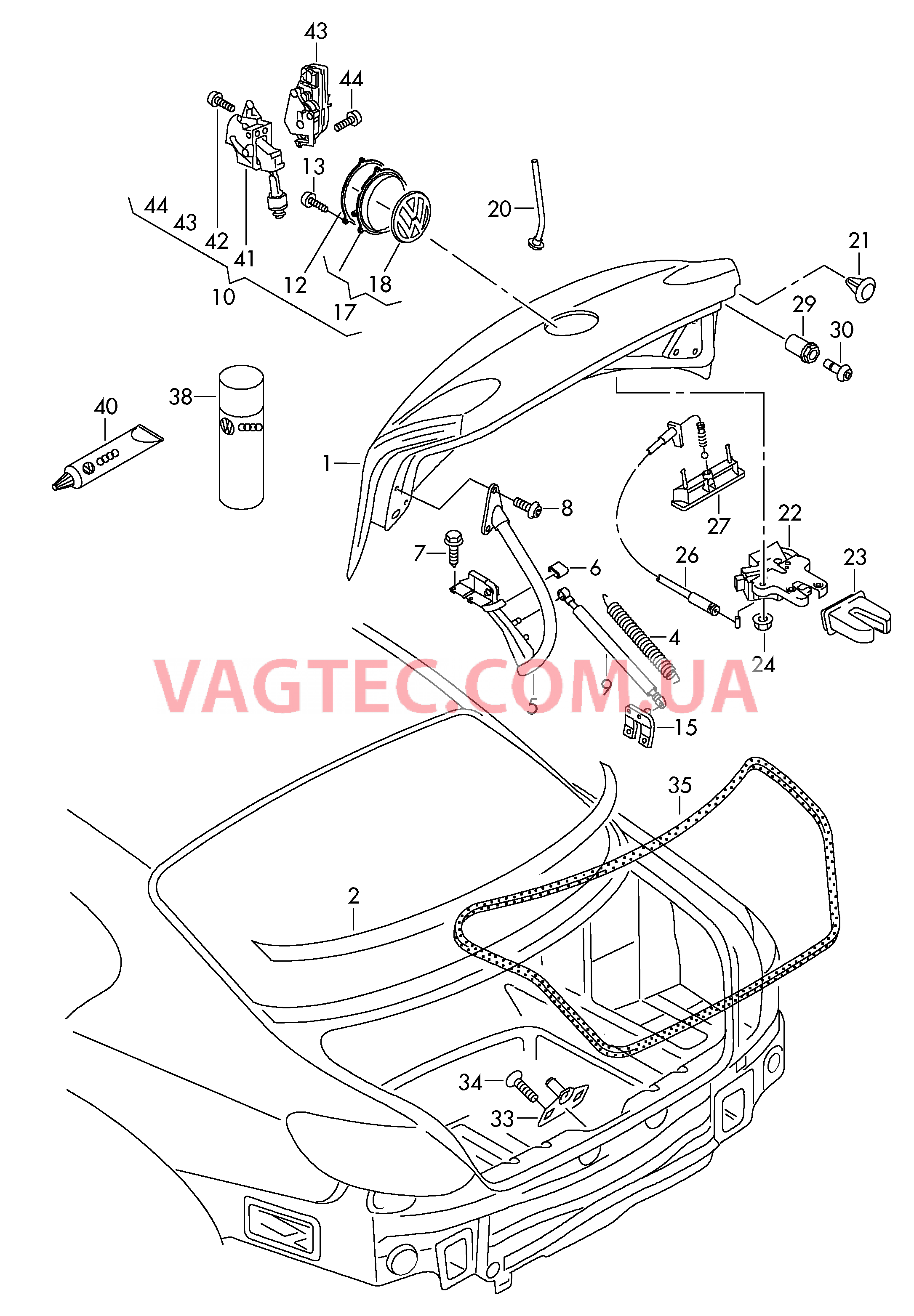 Крышка багажного отсека Замок  для VOLKSWAGEN PACC 2010