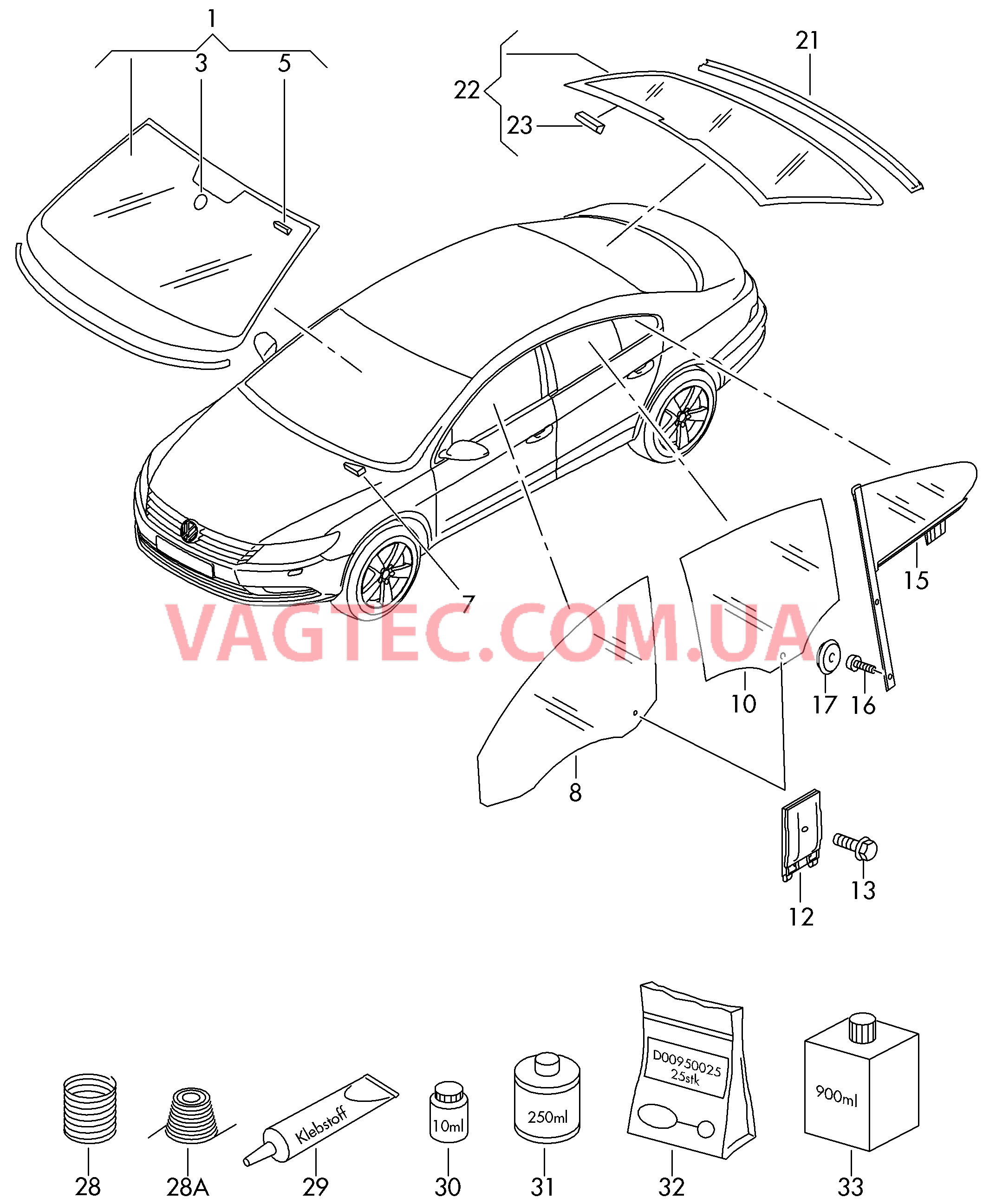 Стёкла  для VOLKSWAGEN CC 2015