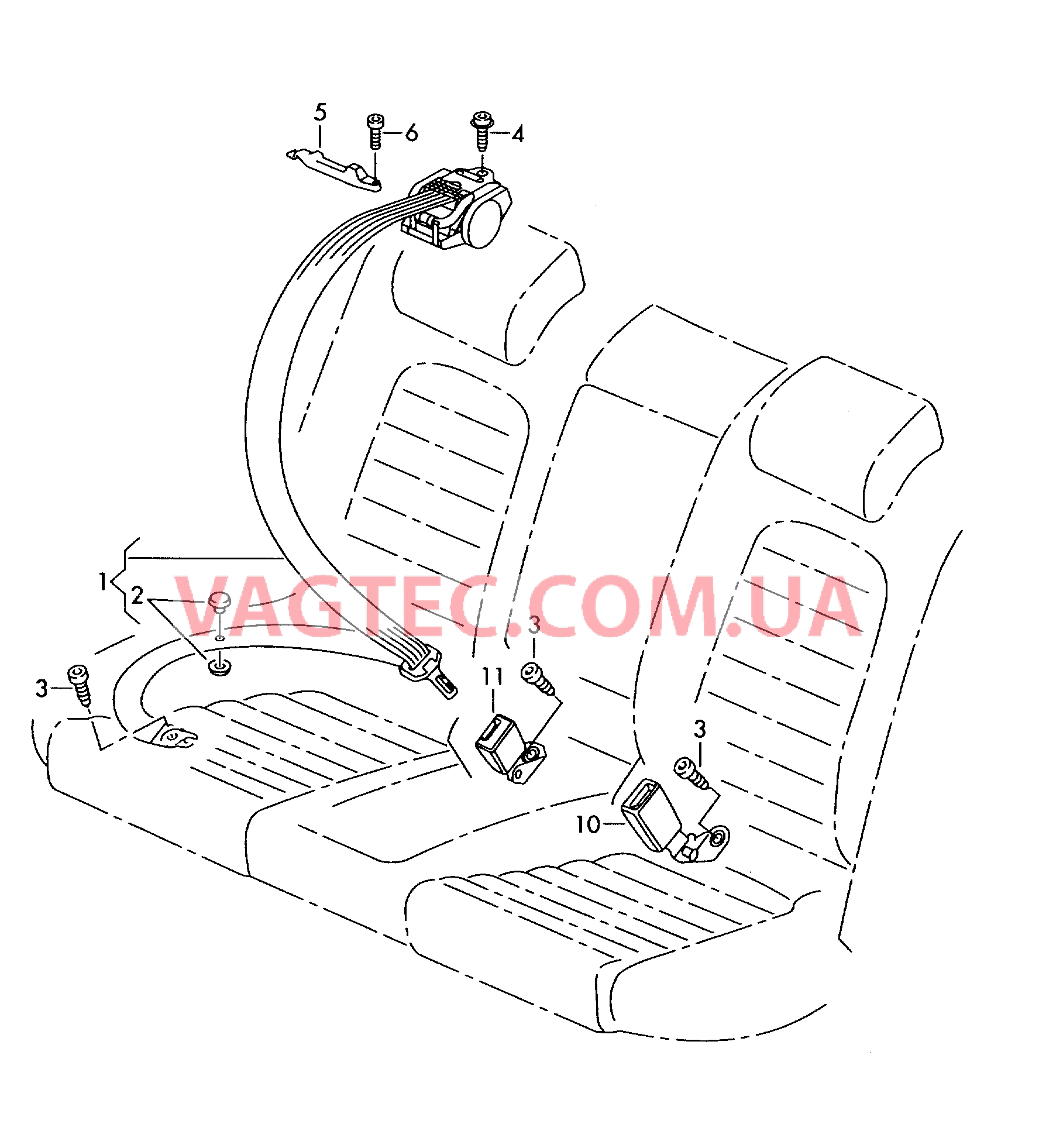 Трехточечн. ремень безопасн.  для VOLKSWAGEN PACC 2010